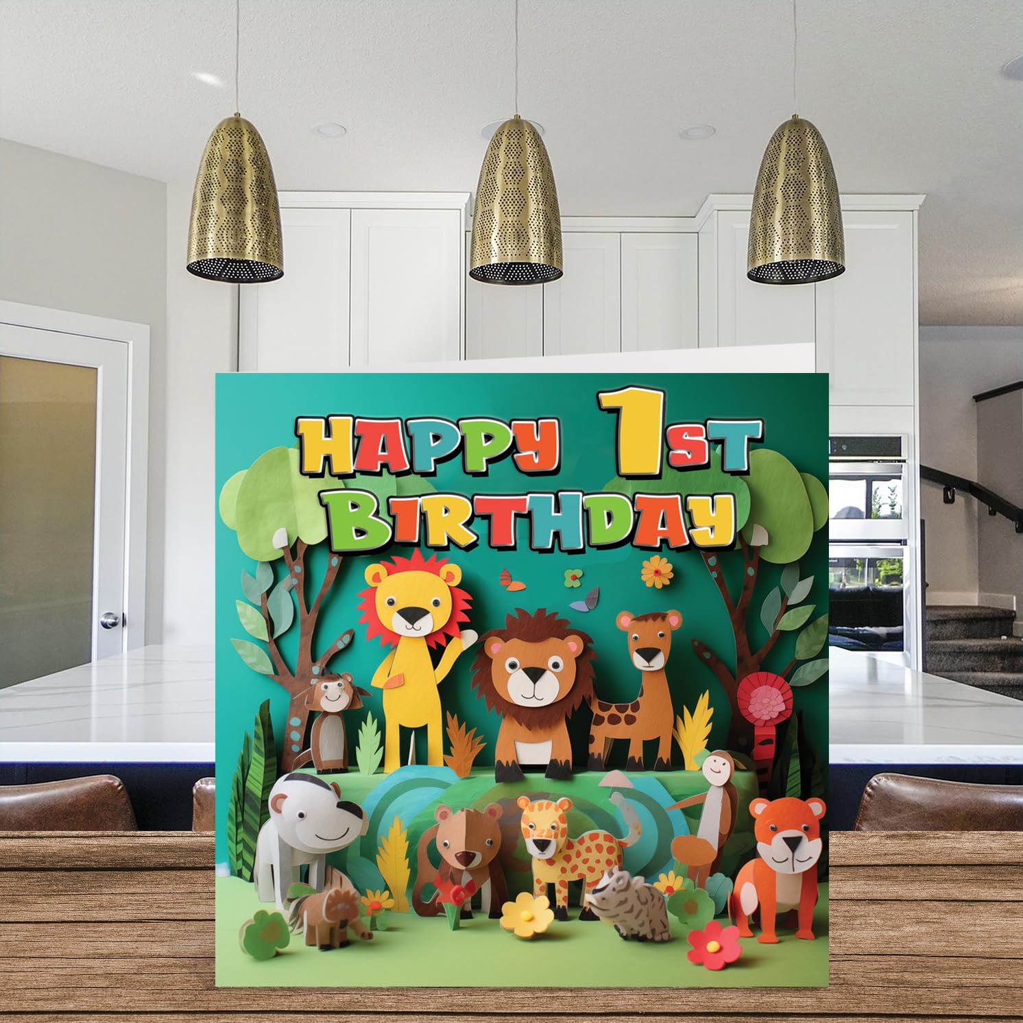 Stuff4 1st Birthday Card for Boys Girls - Jungle Animals Design | 145mm x 145mm 3