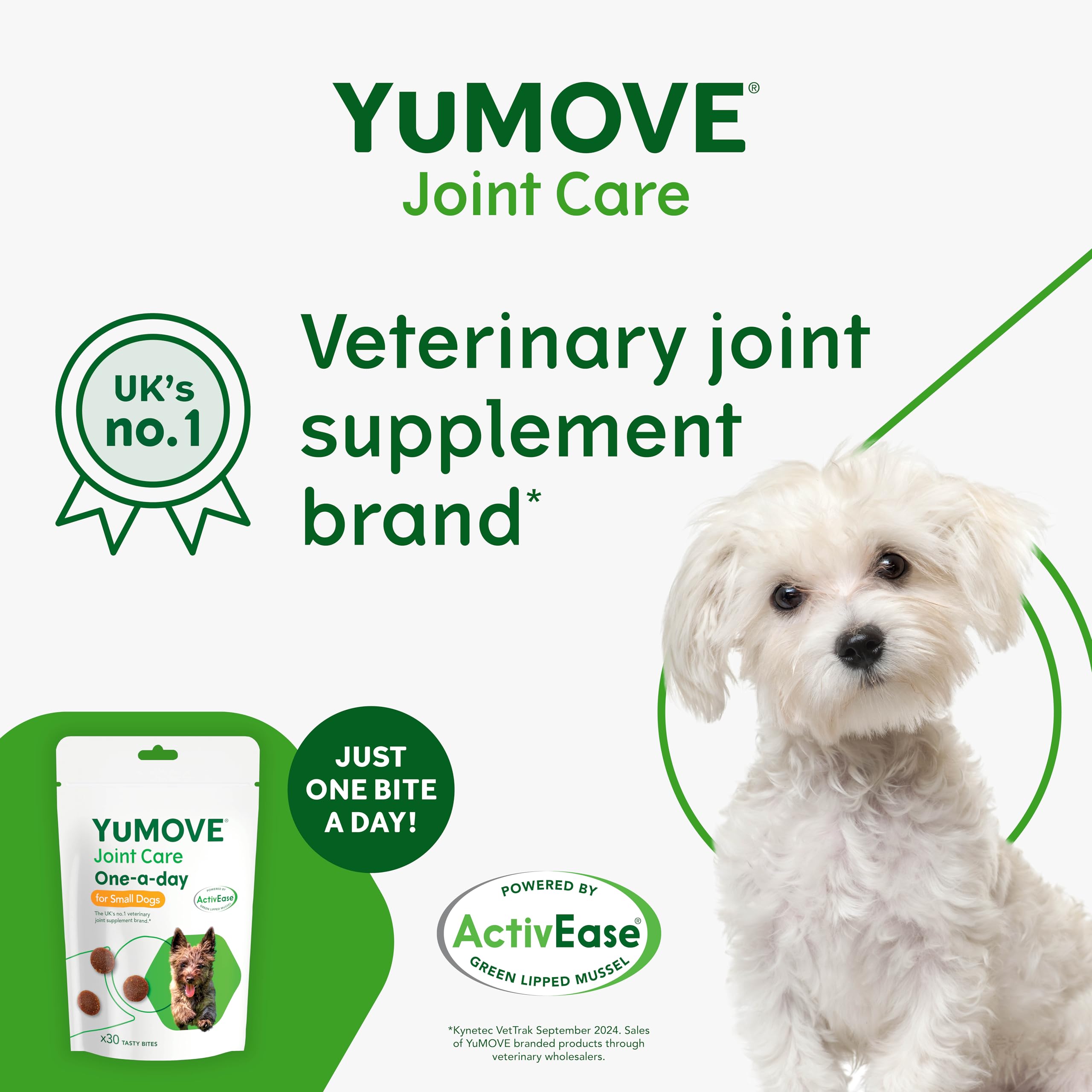 YuMOVE ONE-A-DAY Joint Supplement for Small Dogs - 30 Count, Triple Action Support