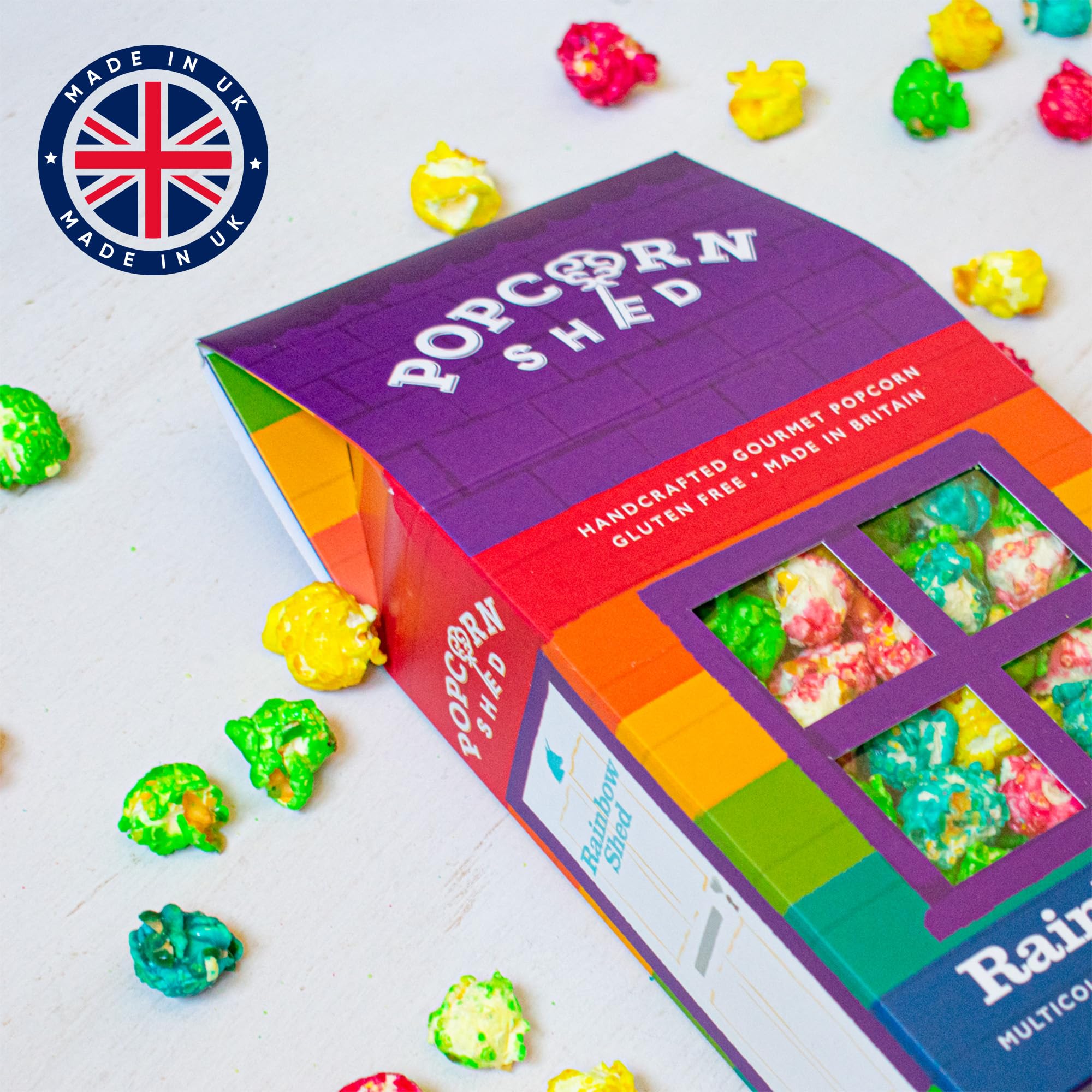 Popcorn Shed Rainbow Shed Gourmet Popcorn (1 x 80g) - Multicoloured Vanilla Caramel Snack 11