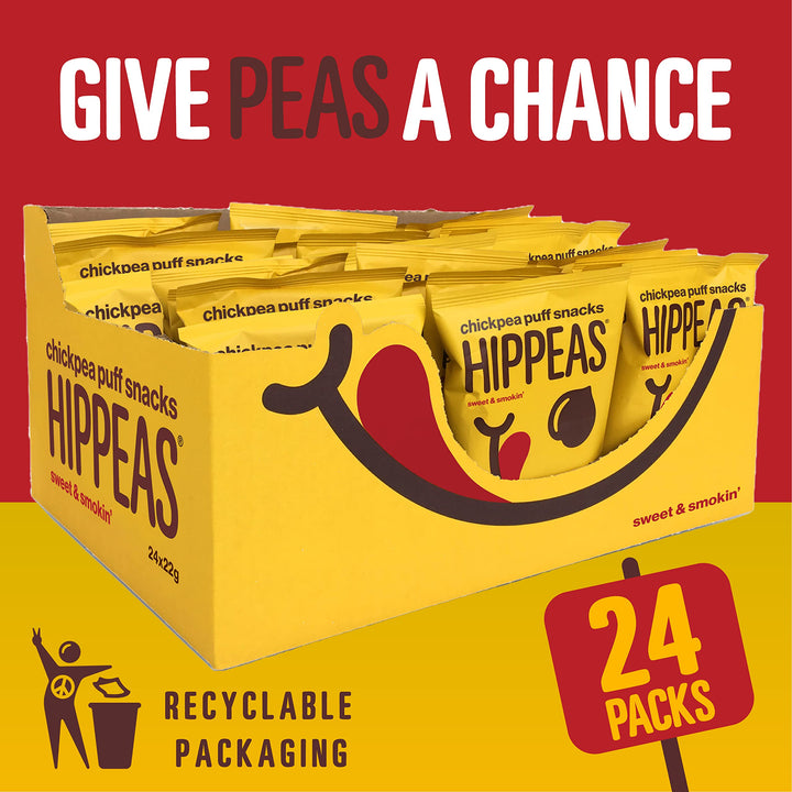 Hippeas Smoky Paprika Chickpea Puff Vegan Multipack Crisps | 24 x 22g Snack