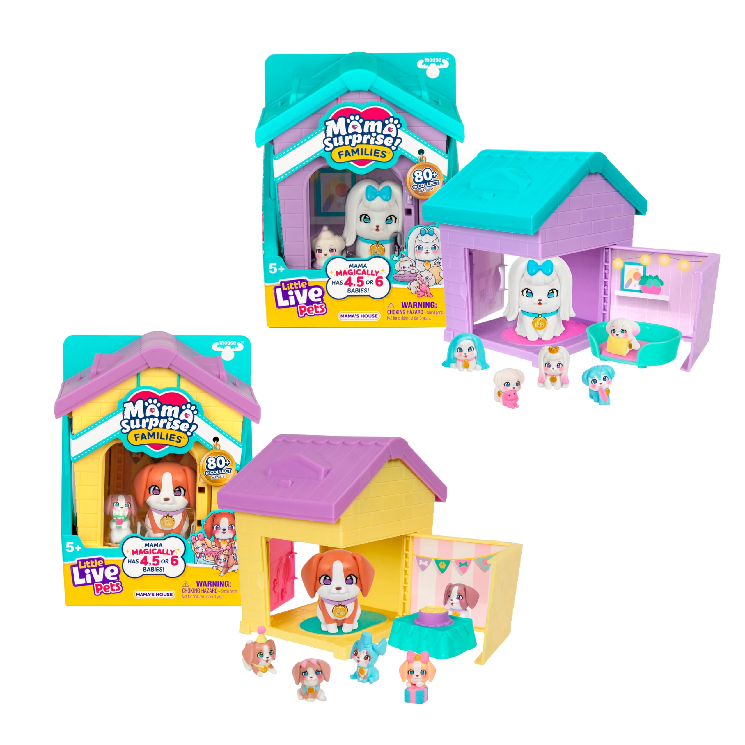 Little Live Pets Mama Surprise Families - Mama's House Beagle and Maltese B Playset | Ages 5+ 1