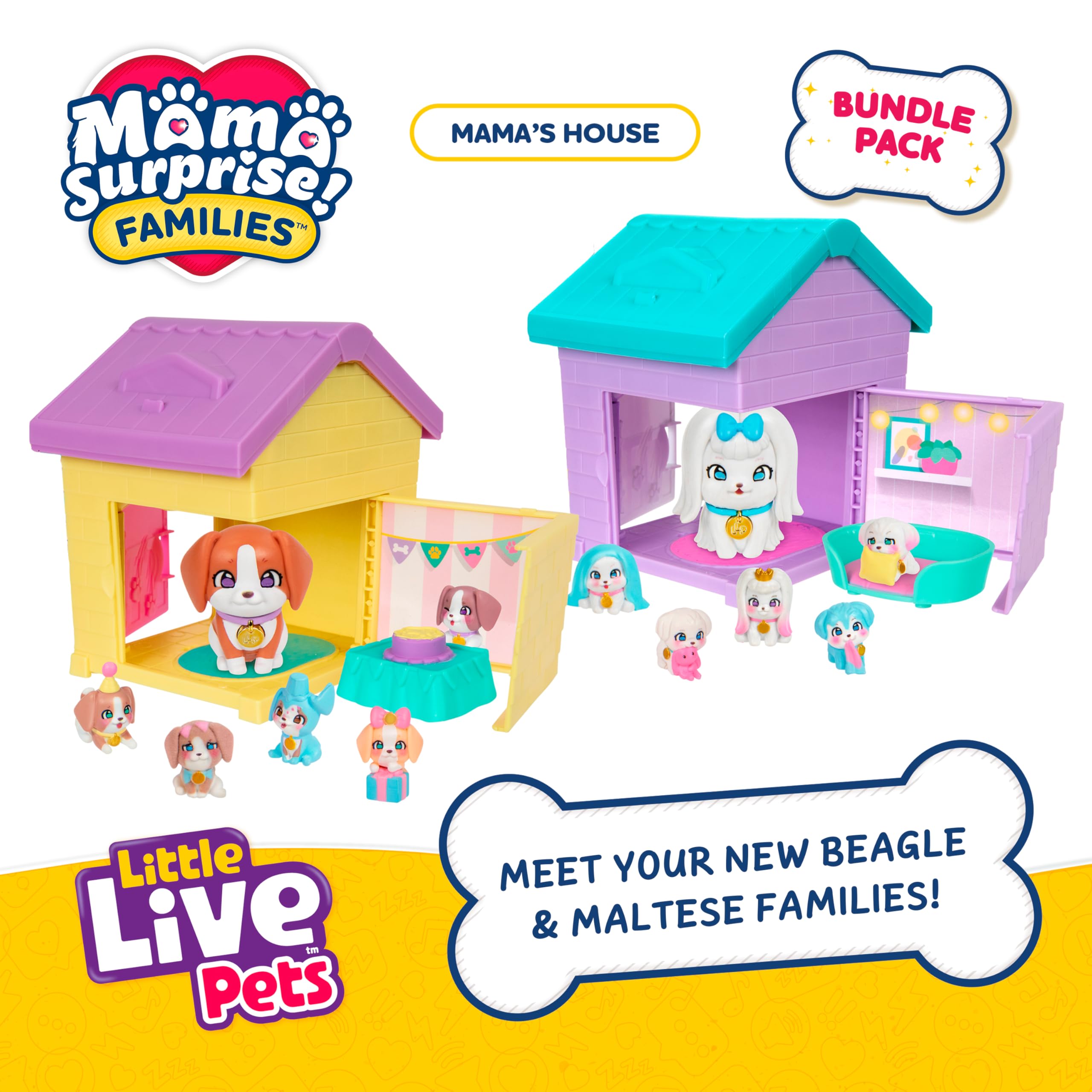 Little Live Pets Mama Surprise Families - Mama's House Beagle and Maltese B Playset | Ages 5+ 2