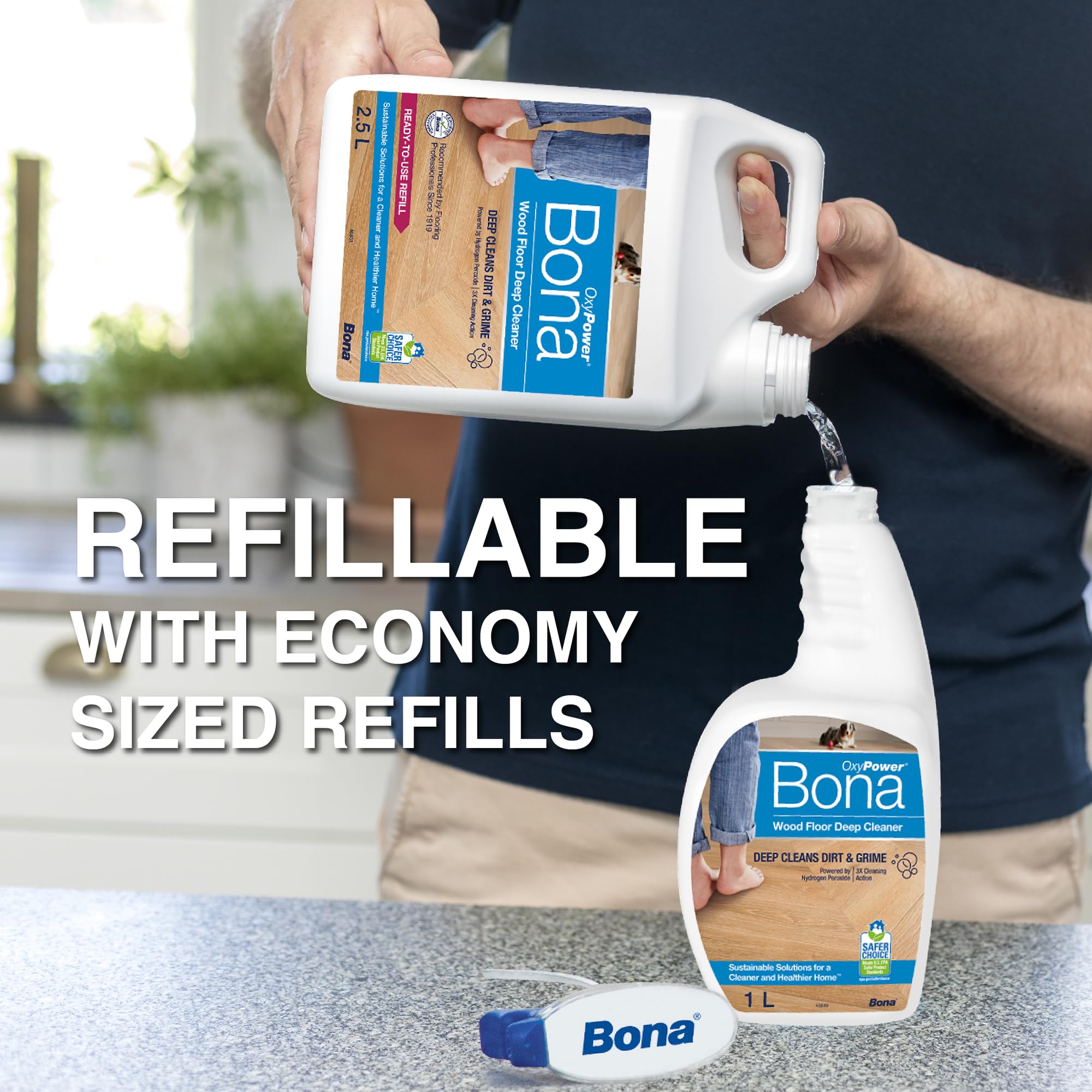 Bona OxyPower Wood Floor Cleaner Liquid for Varnished or Hard Waxed Floors | 1 Litre Spray 6