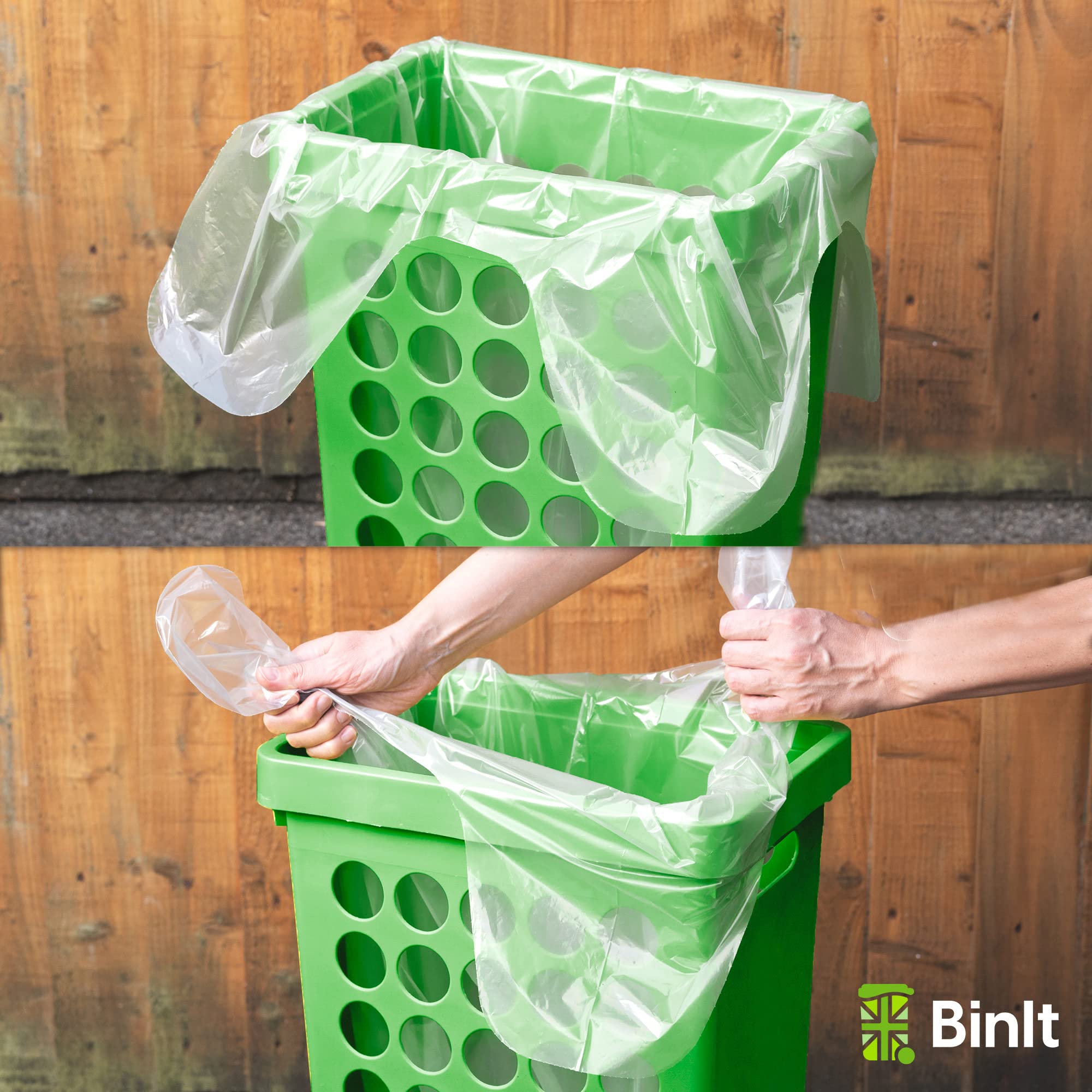 BIN IT Large 70L Clear Bin Liners - 40 Count Tie Top, Strong & Secure LDPE Bags 2
