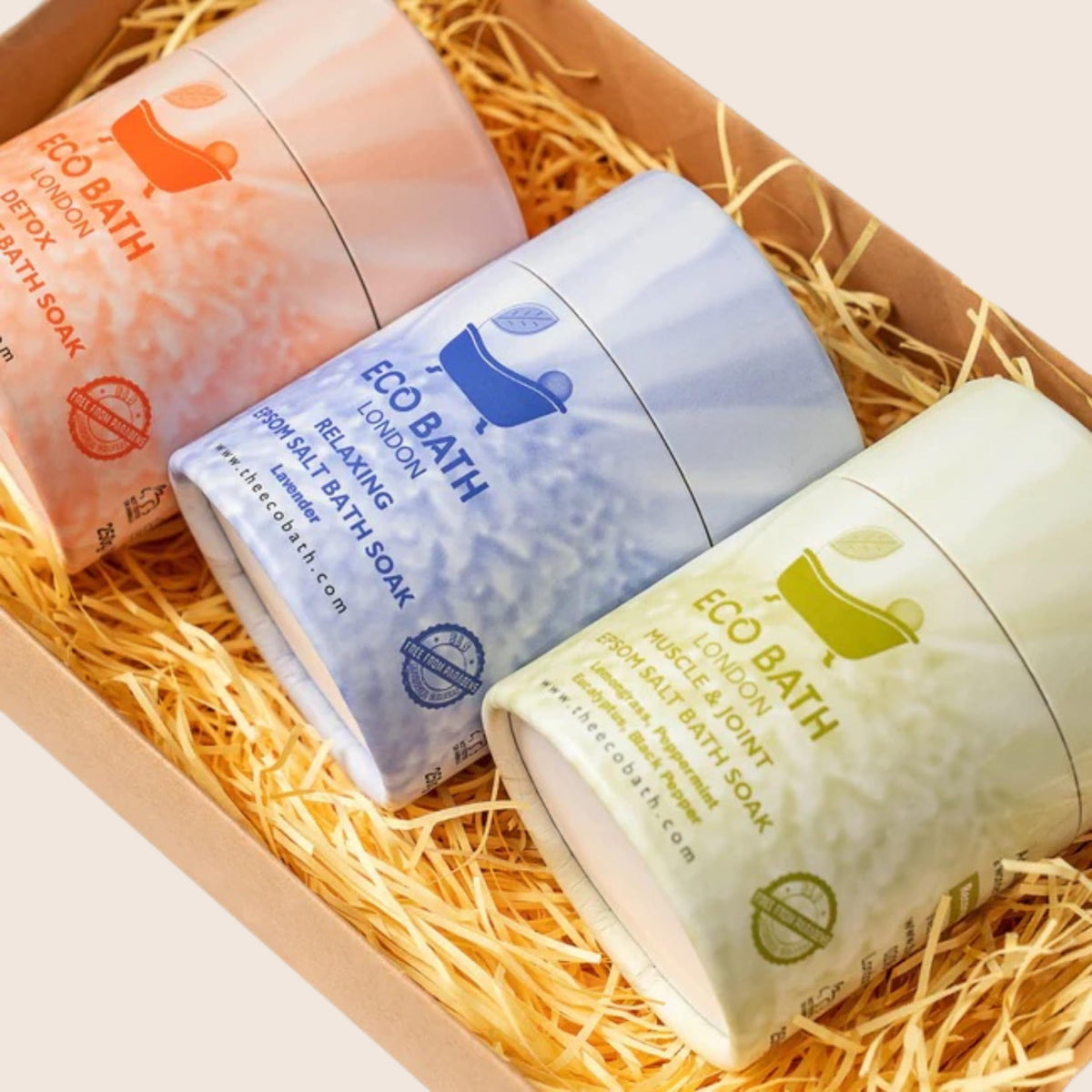 Eco Bath London Epsom Salt Gift Set - 3 x 250g Bath Salts for Muscle & Joint, Relaxation, Detox