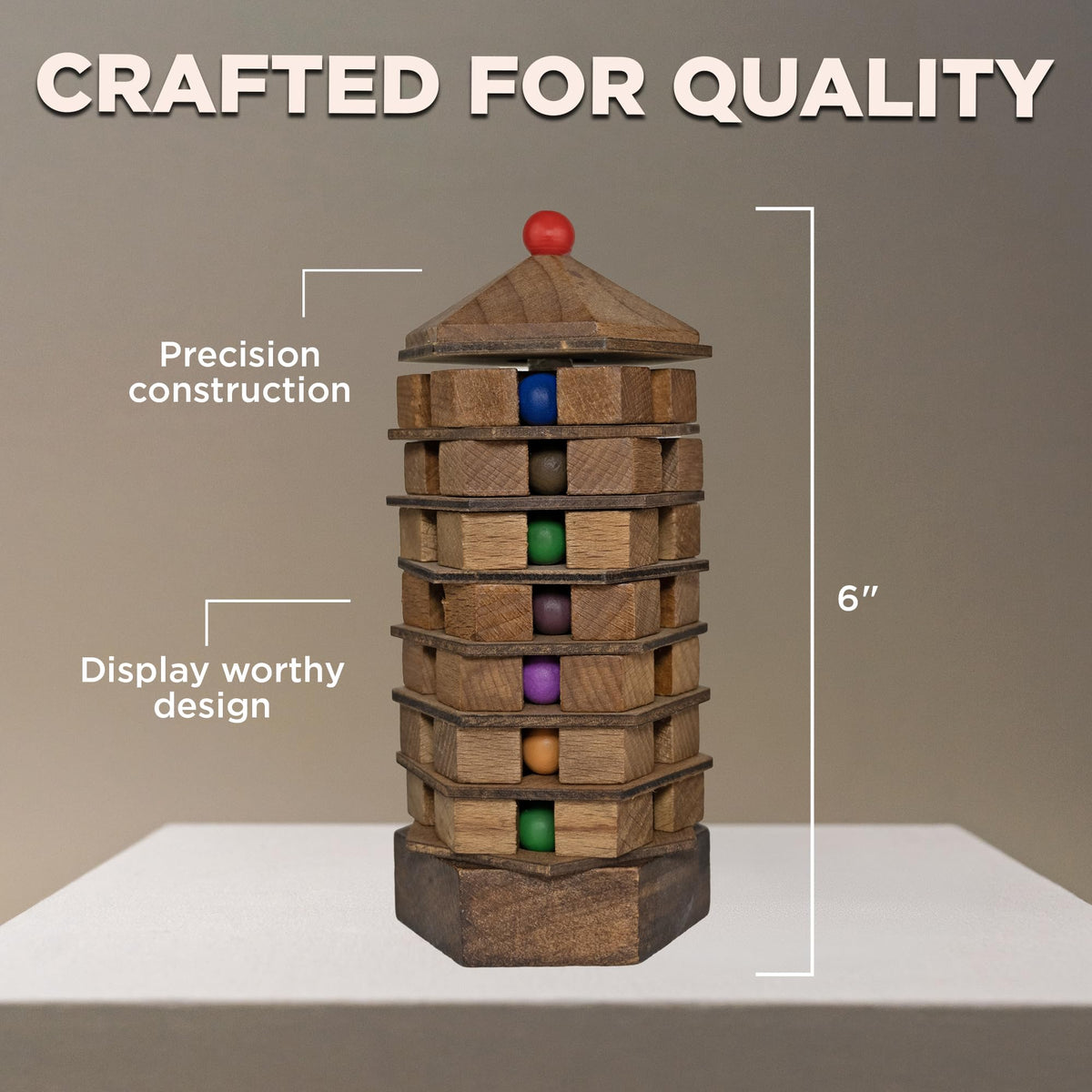 Project Genius Chinese Pagoda Brain Teaser - Wood, 9 x 7 x 19.5 cm