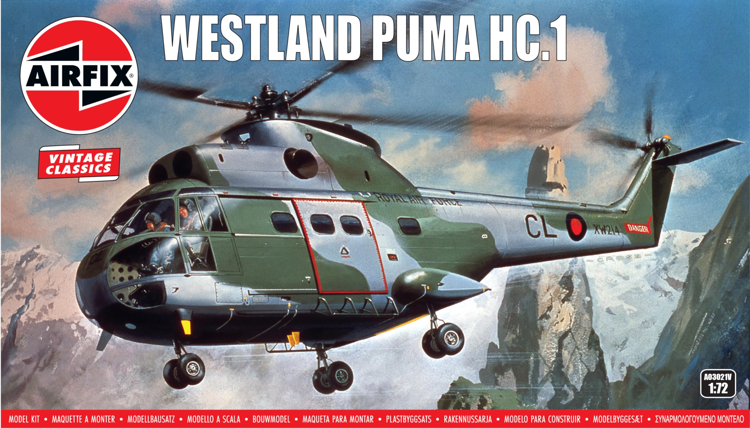 Airfix Westland Puma HC.1 1:72 Scale Plastic Model Kit - Vintage Classics Set A03021V 1