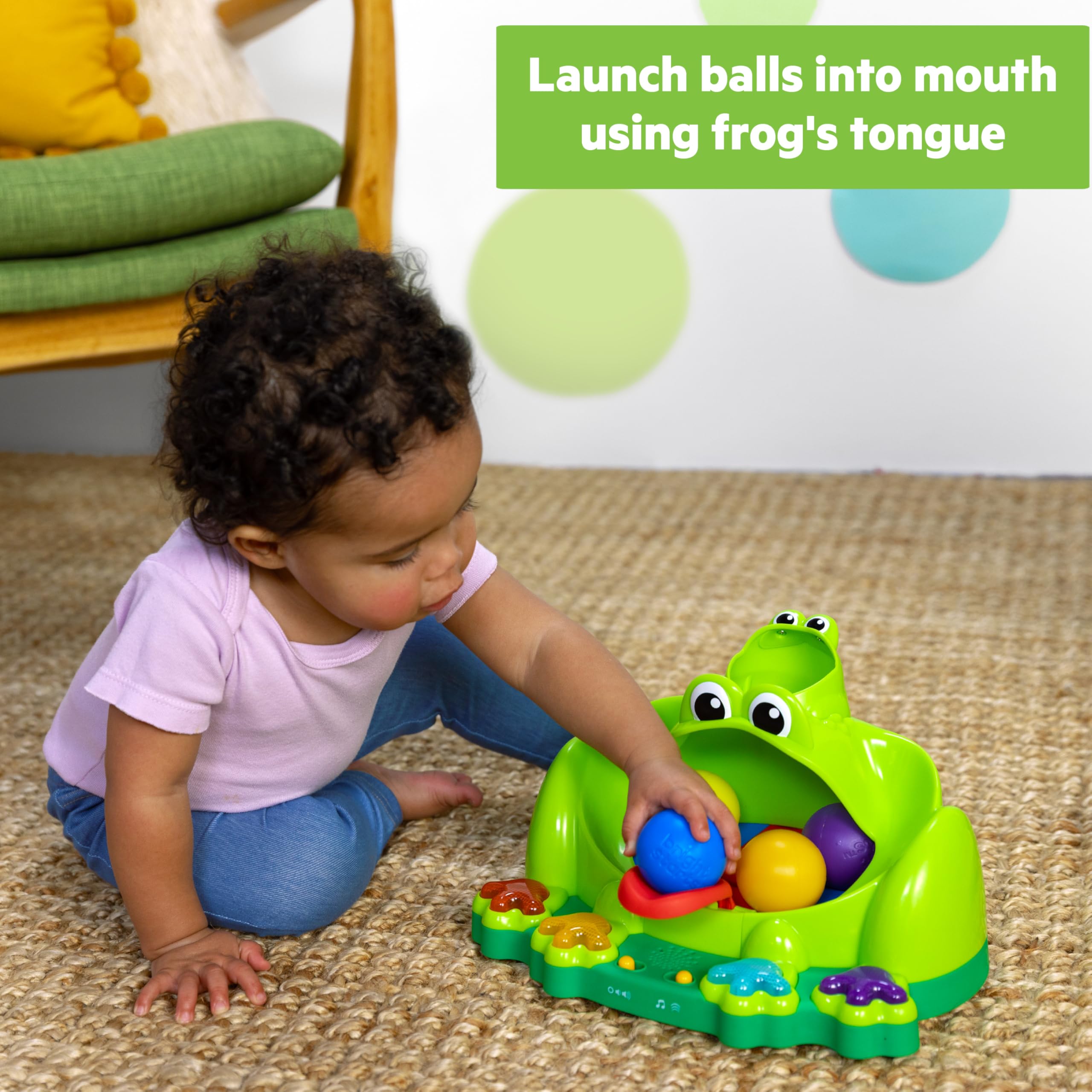 Bright Starts Poppin' Ball Frog Toy - Interactive Ball Play for Babies 6M+ 12