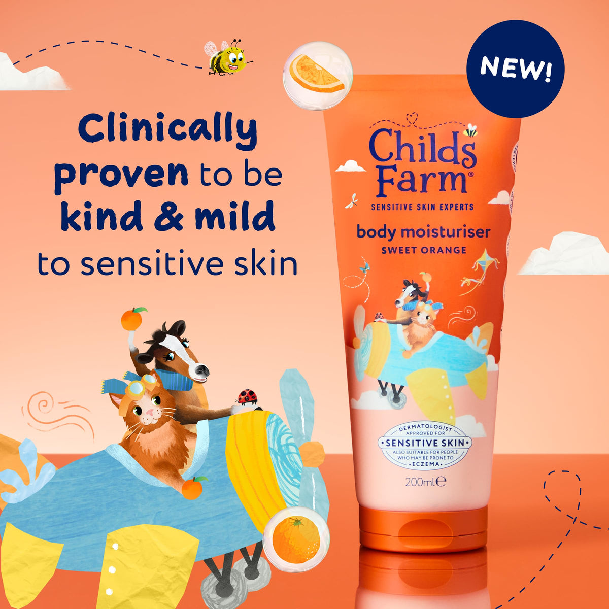Childs Farm Sweet Orange Moisturiser Cream - 24 Hour Hydration | 200 ml | Suitable for Newborns & Sensitive Skin