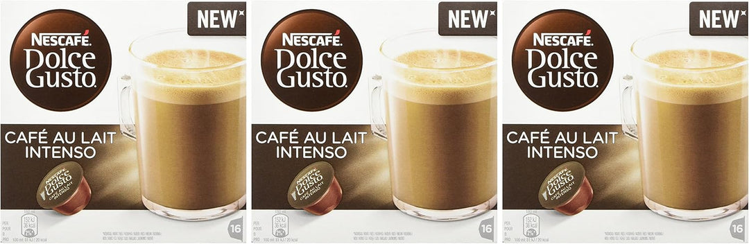 NESCAFÉ Dolce Gusto Café Au Lait Intenso Coffee Pods, 16 Capsules (48 Servings)