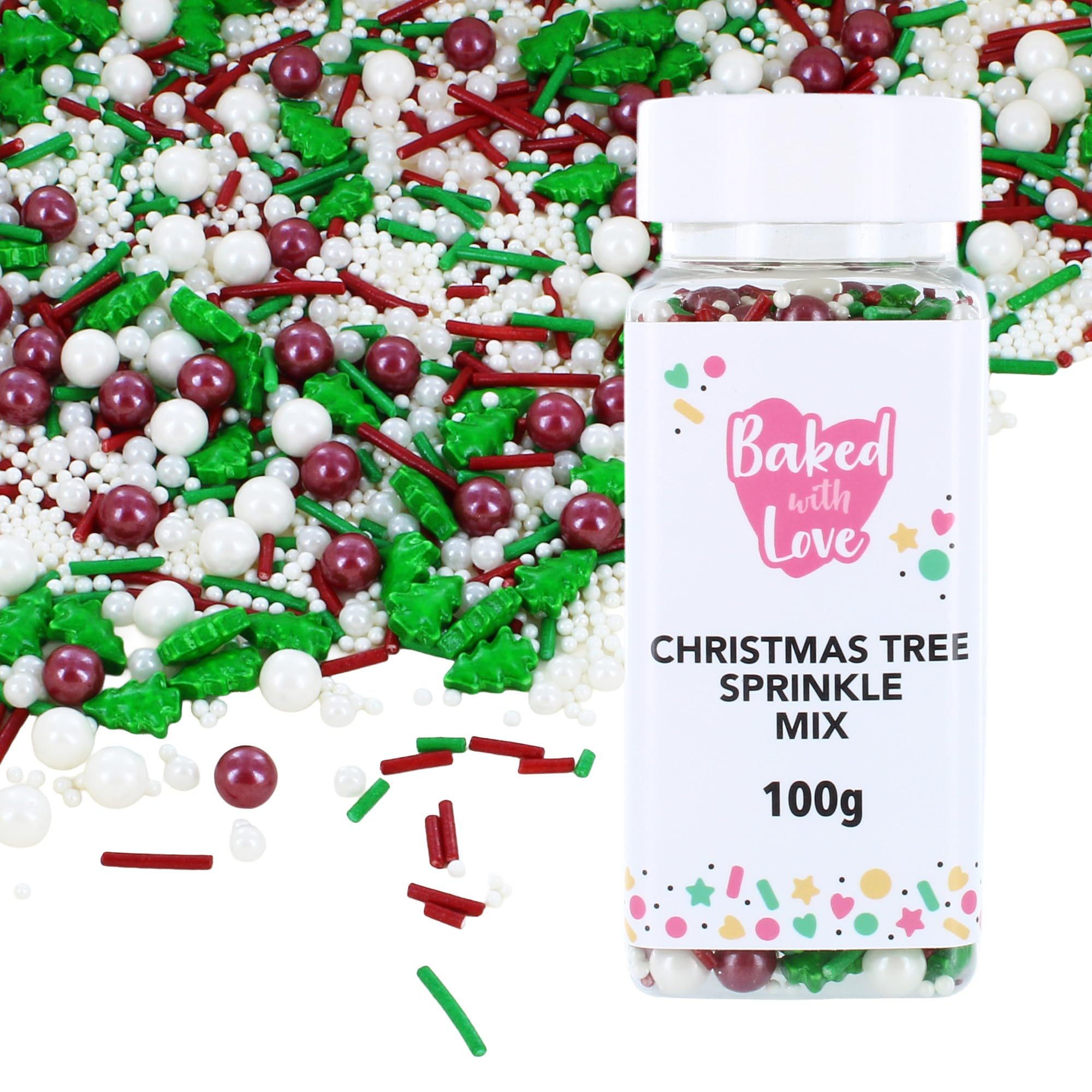 Baked with Love - Christmas Sprinkles Edible Decorations 100g 1