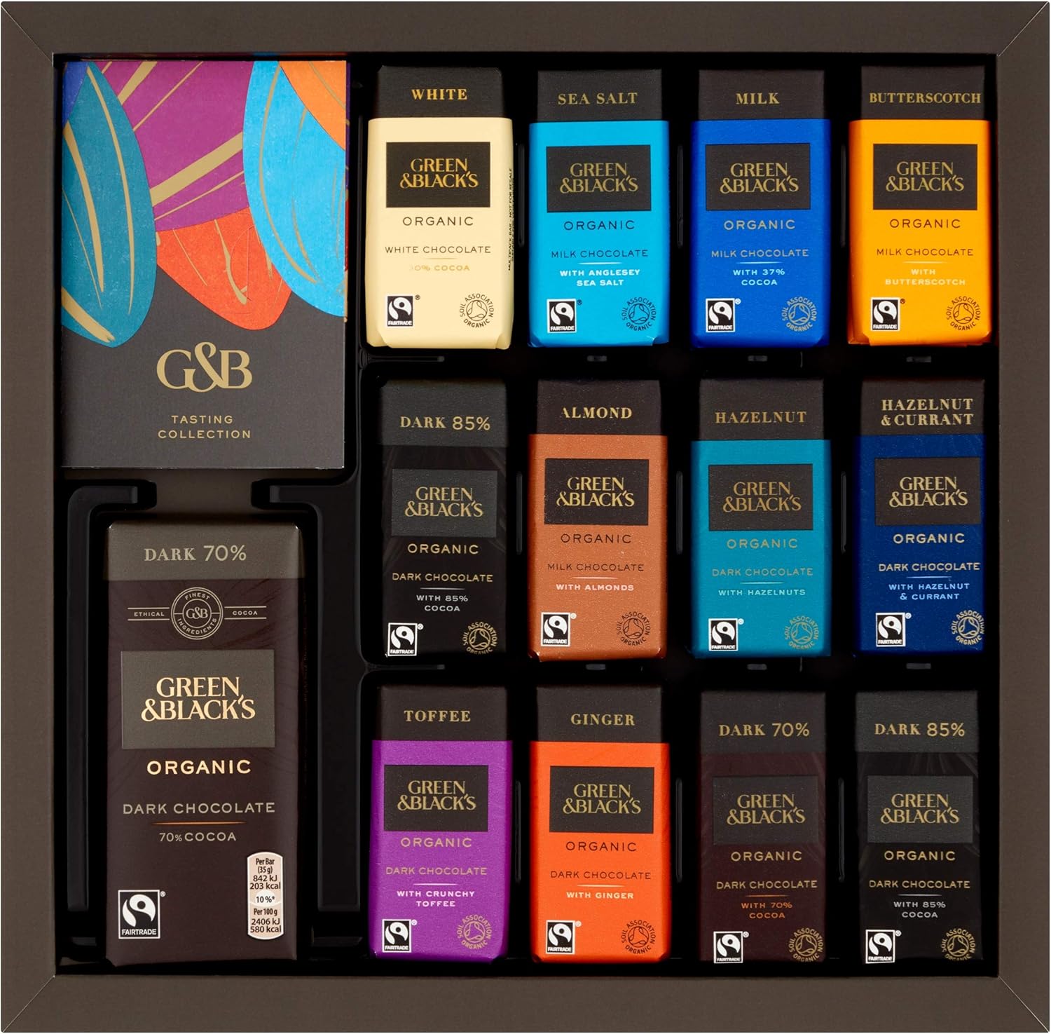 Green & Black's Organic Tasting Collection Chocolate Bars, 395g 12