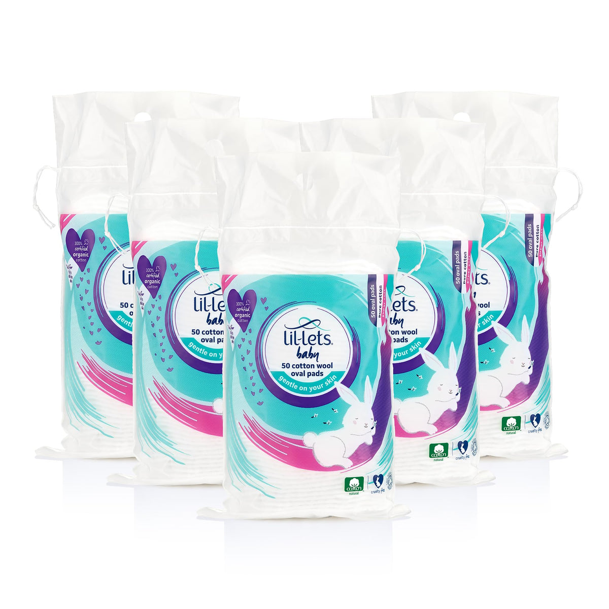 Lil-Lets Organic Cotton Wool Oval Pads - 250 Count | GOTS Certified | Gentle on Baby Skin
