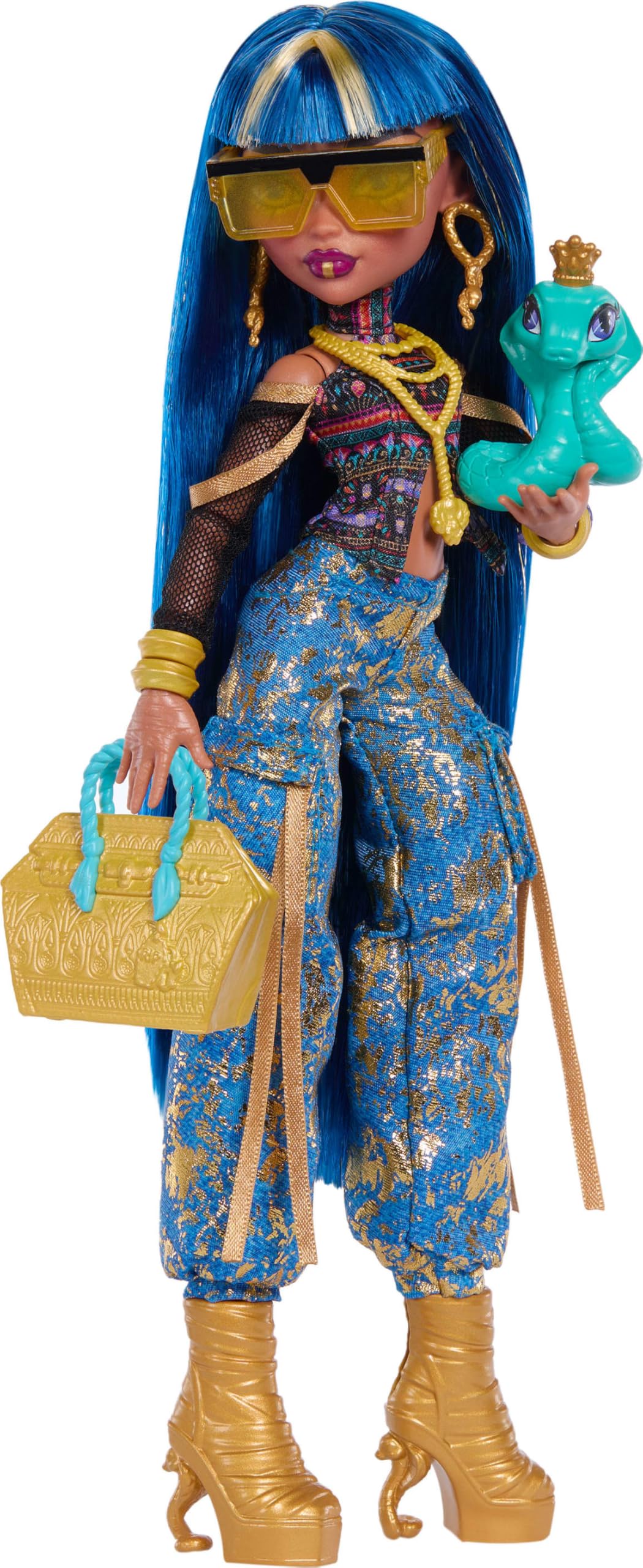 Monster High Cleo De Nile Doll - Crop Top & Cargo Pants | 7 Accessories | JHK32 3