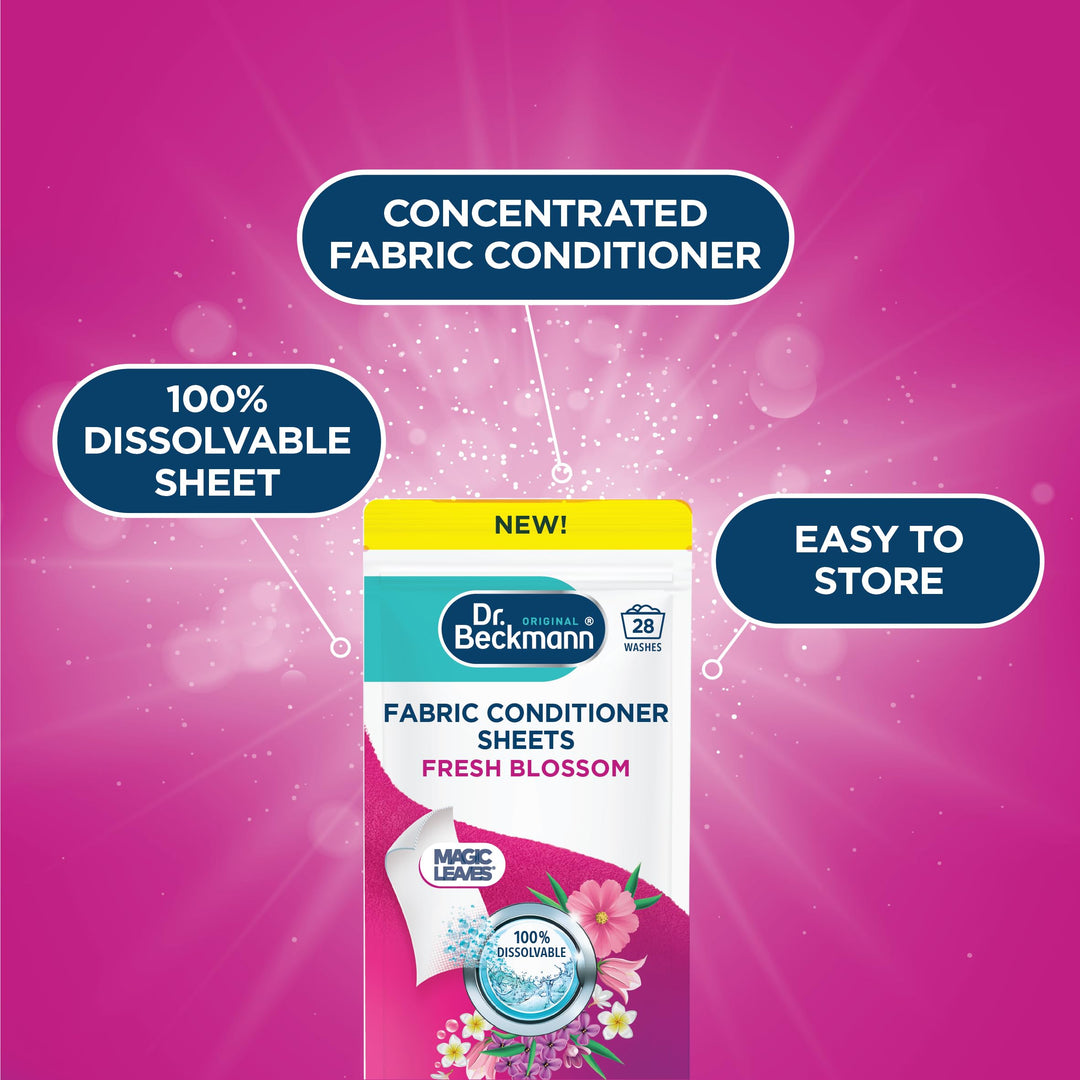 Dr. Beckmann Fabric Conditioner Sheets - Fresh Blossom Scent (75% Less Packaging)