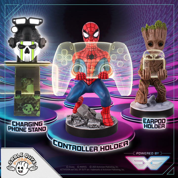 Spider-Man Classic Cable Guy - Controller & Phone Holder with 2-in-1 Charging Cable