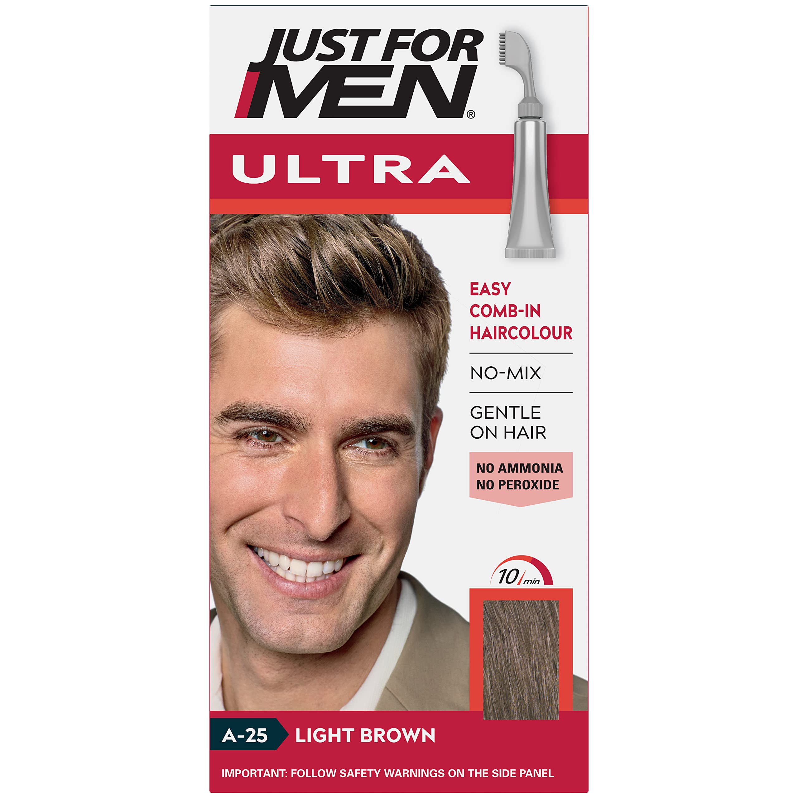Just For Men Ultra Light Brown Hair Colour Dye - Comb-In Applicator, Ammonia & Peroxide Free (A25) 1