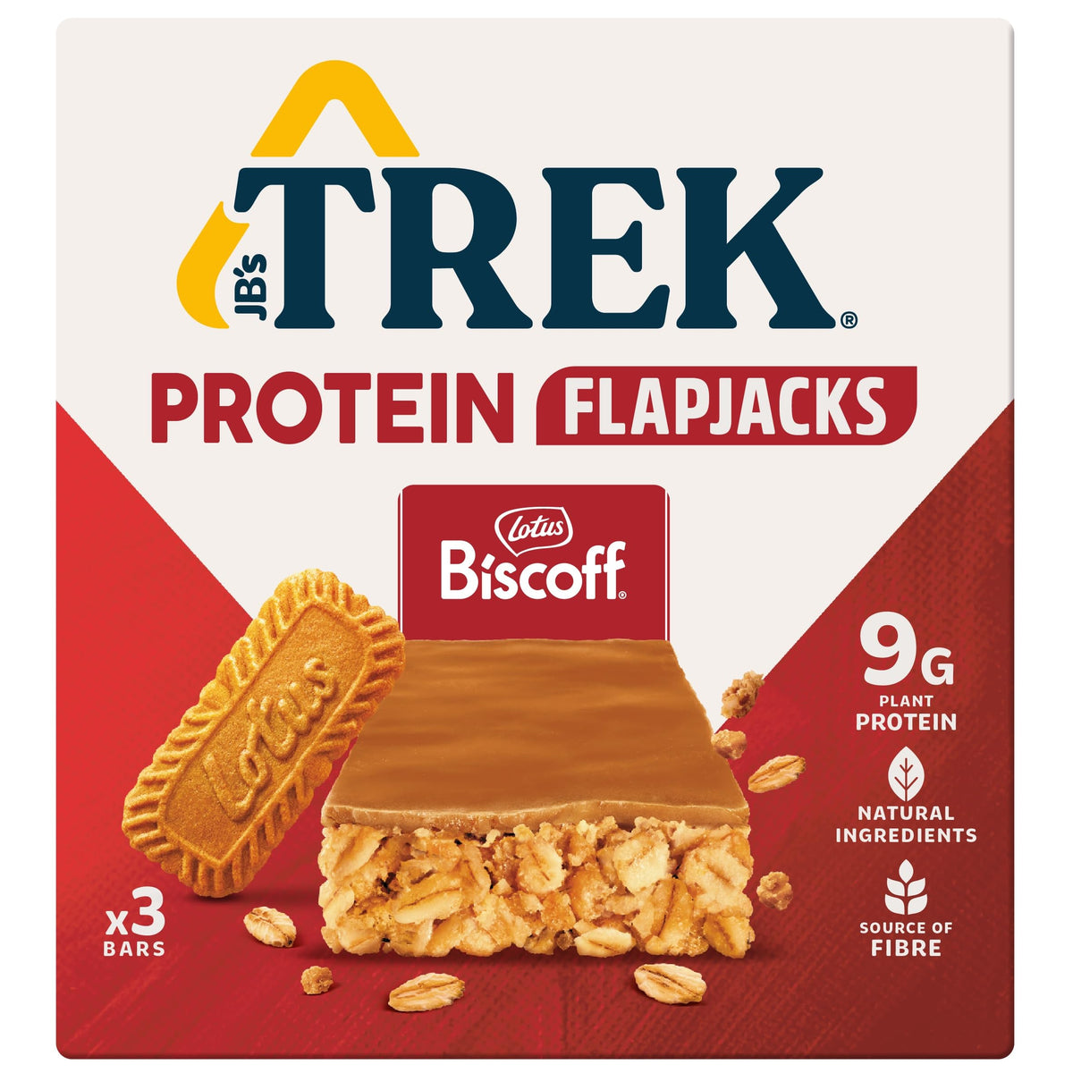 JC's TREK Protein Flapjack Biscoff - 36 x 50g, Plant-Based Protein