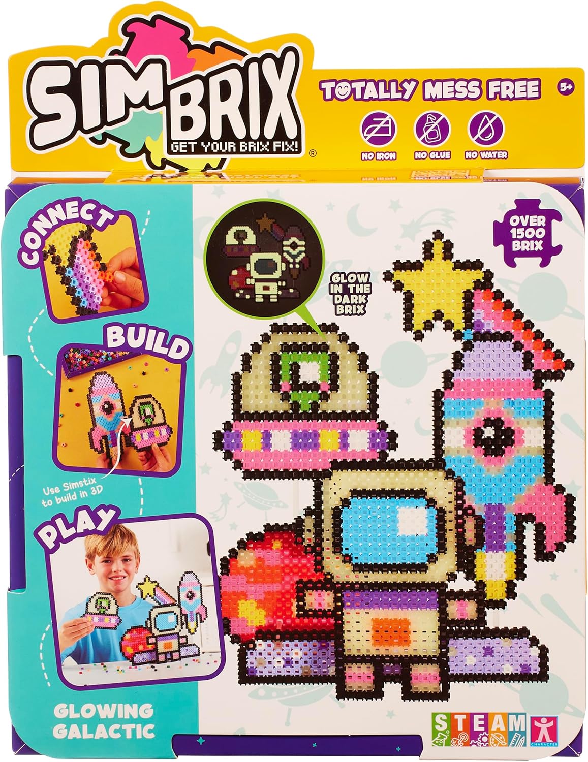 Character Options Simbrix Theme Pack Glowing Galactic - 1500+ Brix Building Set for Kids 5+ 1