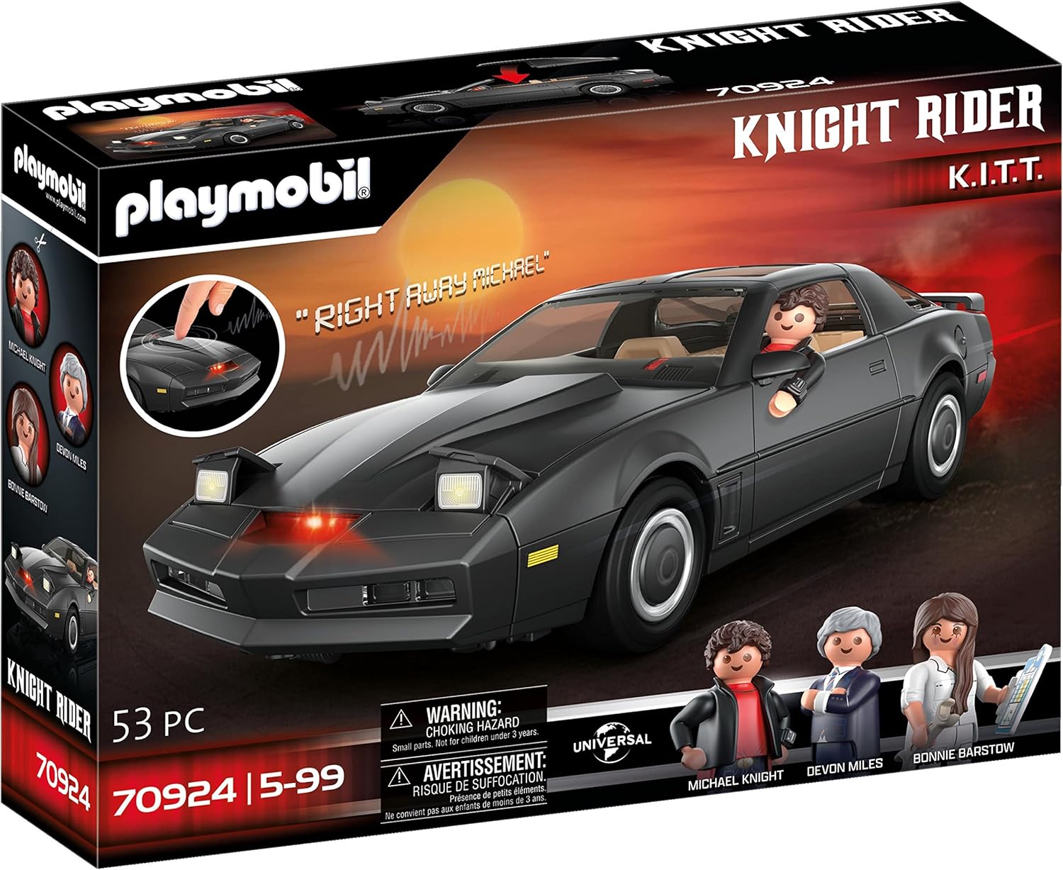 Playmobil 70924 Knight Rider - K.I.T.T. Car Playset with Light & Sound Features 1