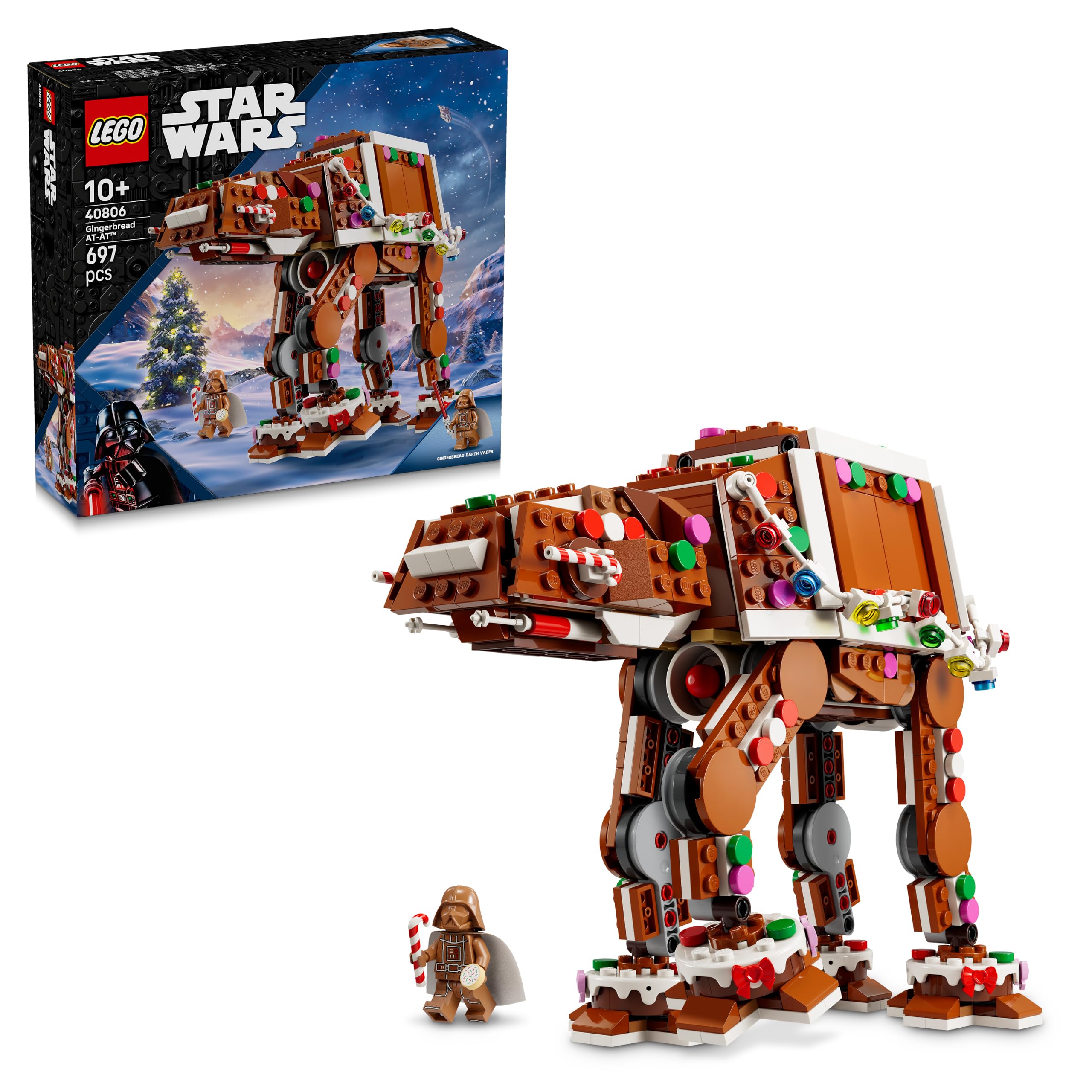 LEGO Star Wars Gingerbread AT-AT Walker Building Set 40806 - Includes Darth Vader Minifigure | Ages 10+