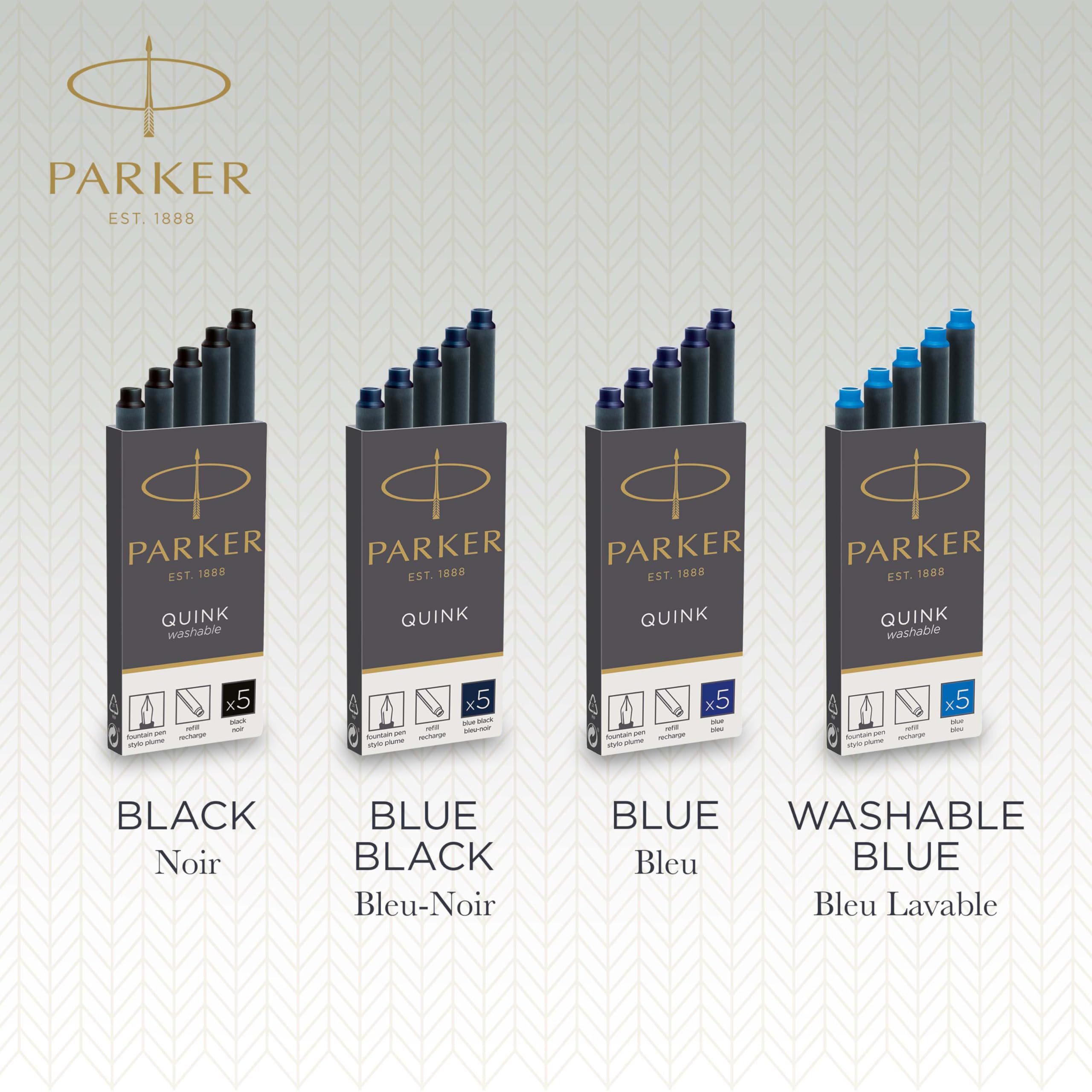 PARKER QUINK Long Fountain Pen Ink Refill Cartridges - Black Ink | 10 Count 5