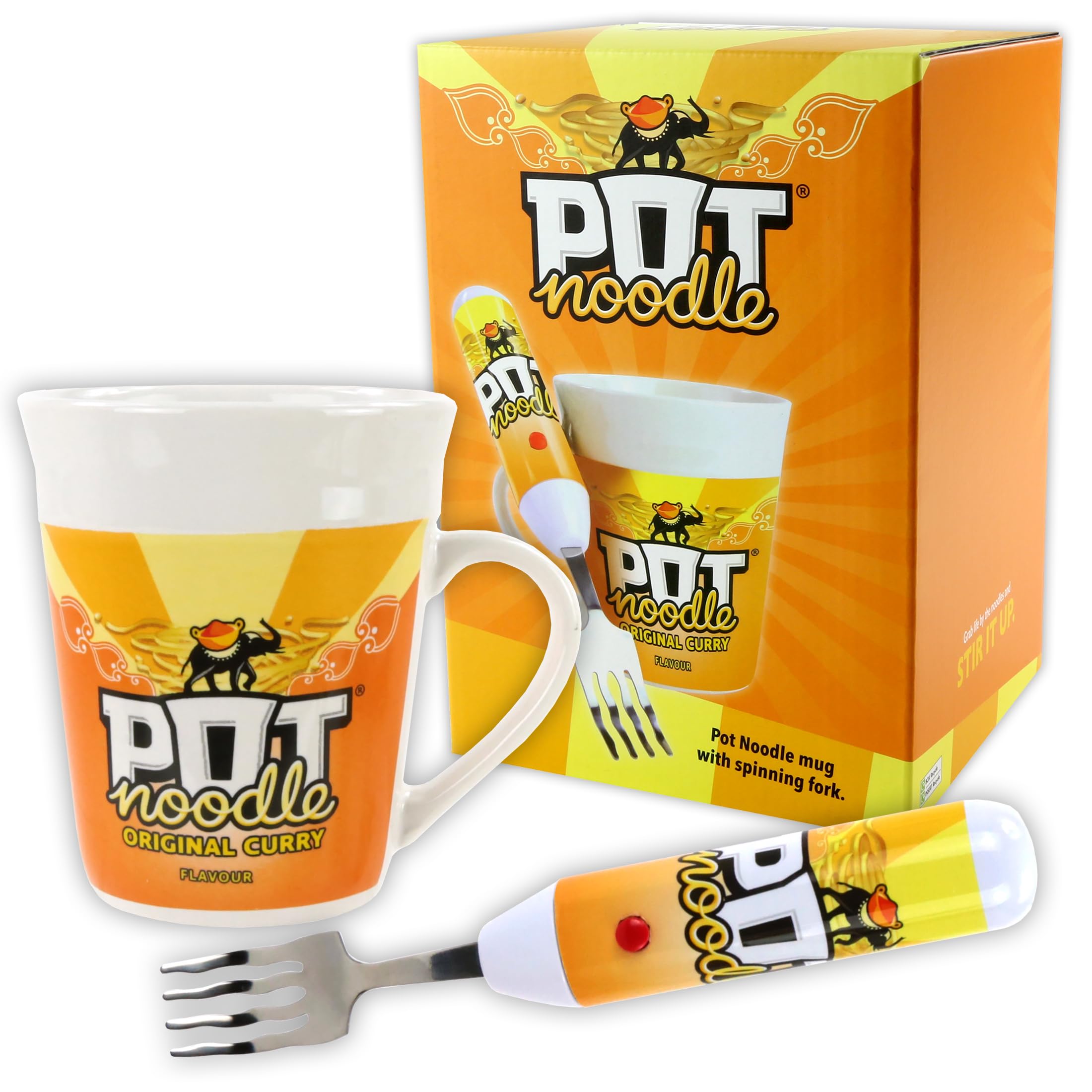 Kimm & Miller Pot Noodle Gift Set with Spinning Fork & Mug - Original Curry Novelty 1