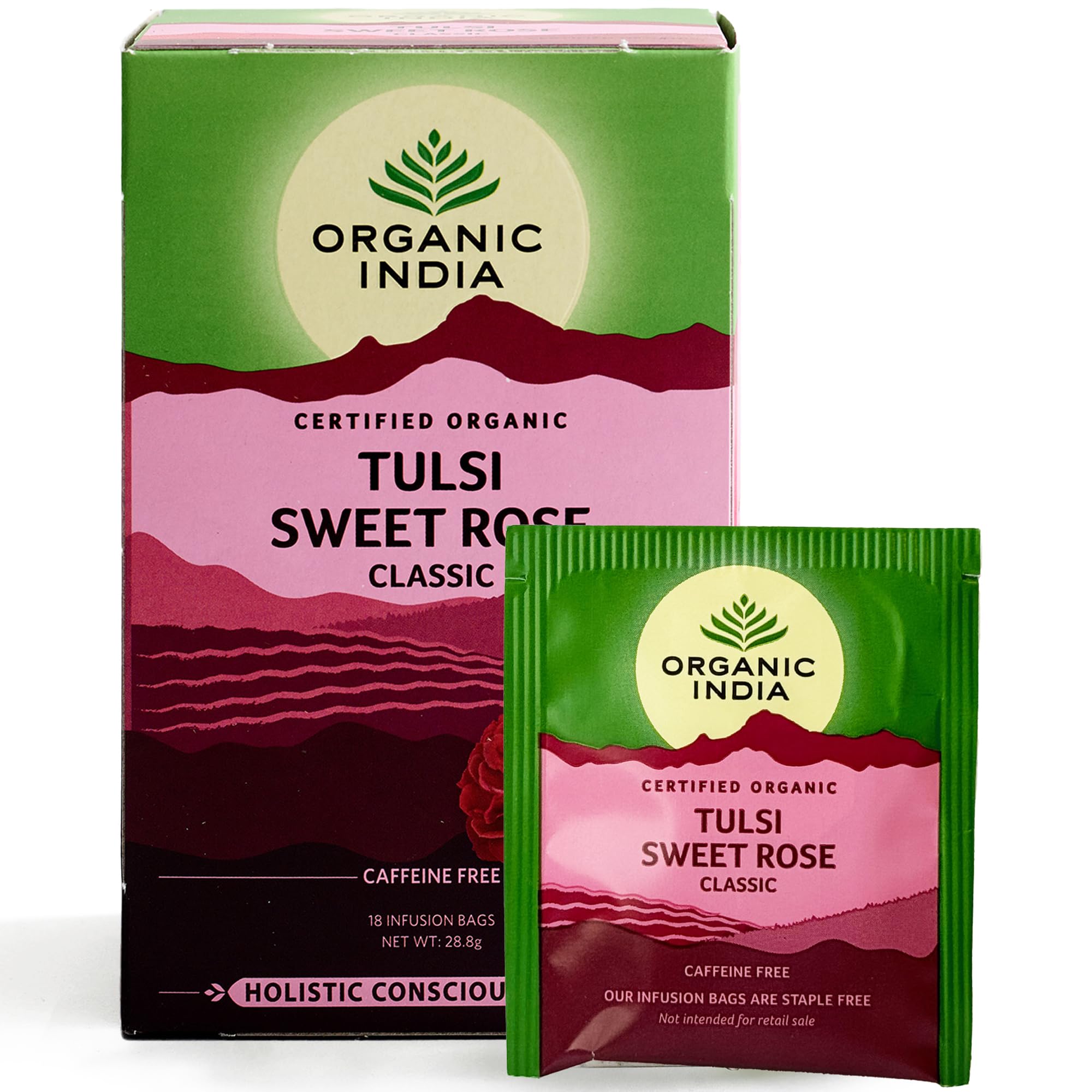 Organic India Tulsi Sweet Rose Tea - Organic & Vegan Herbal Tea (25 Tea Bags)