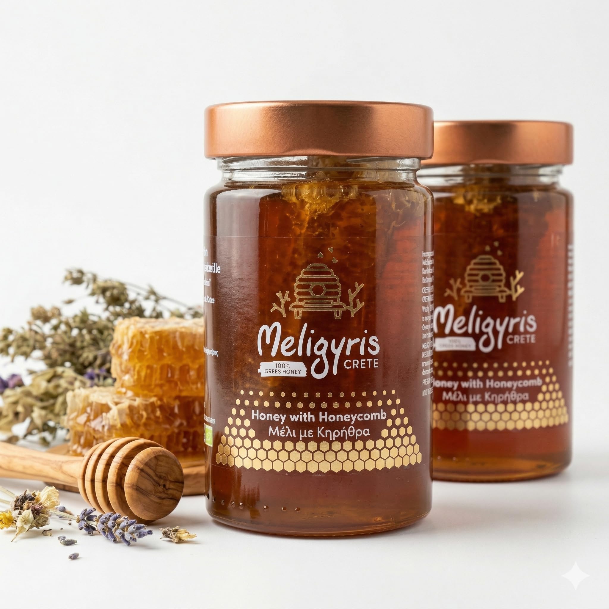 Meligyris Raw Greek Honey with Edible Honeycomb - 450g | Natural & Unprocessed | Artisan Greek Beekeeping 2