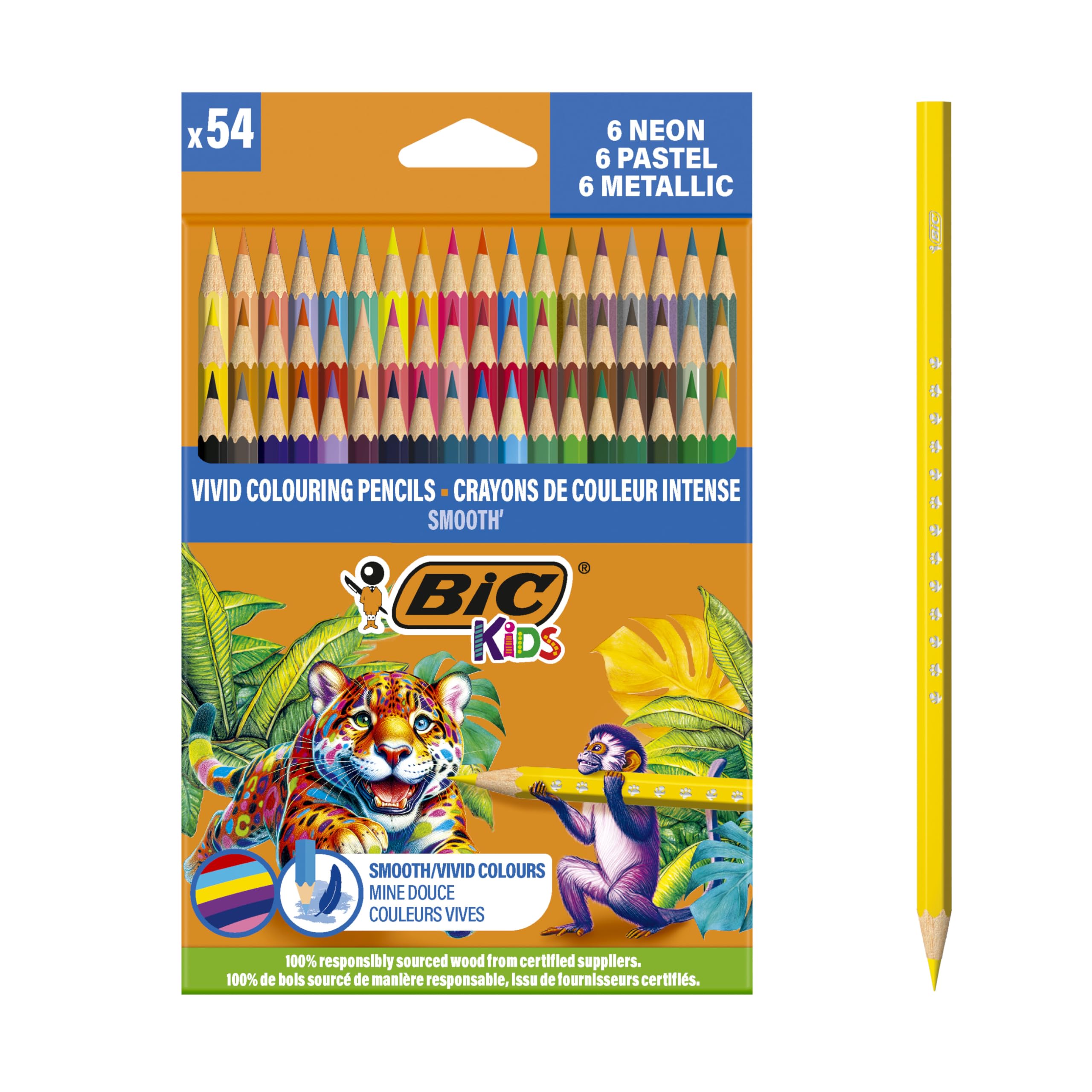 BIC Kids Smooth Colouring Pencils - 54 Shades | Pack of 54 | Ages 5+ 1