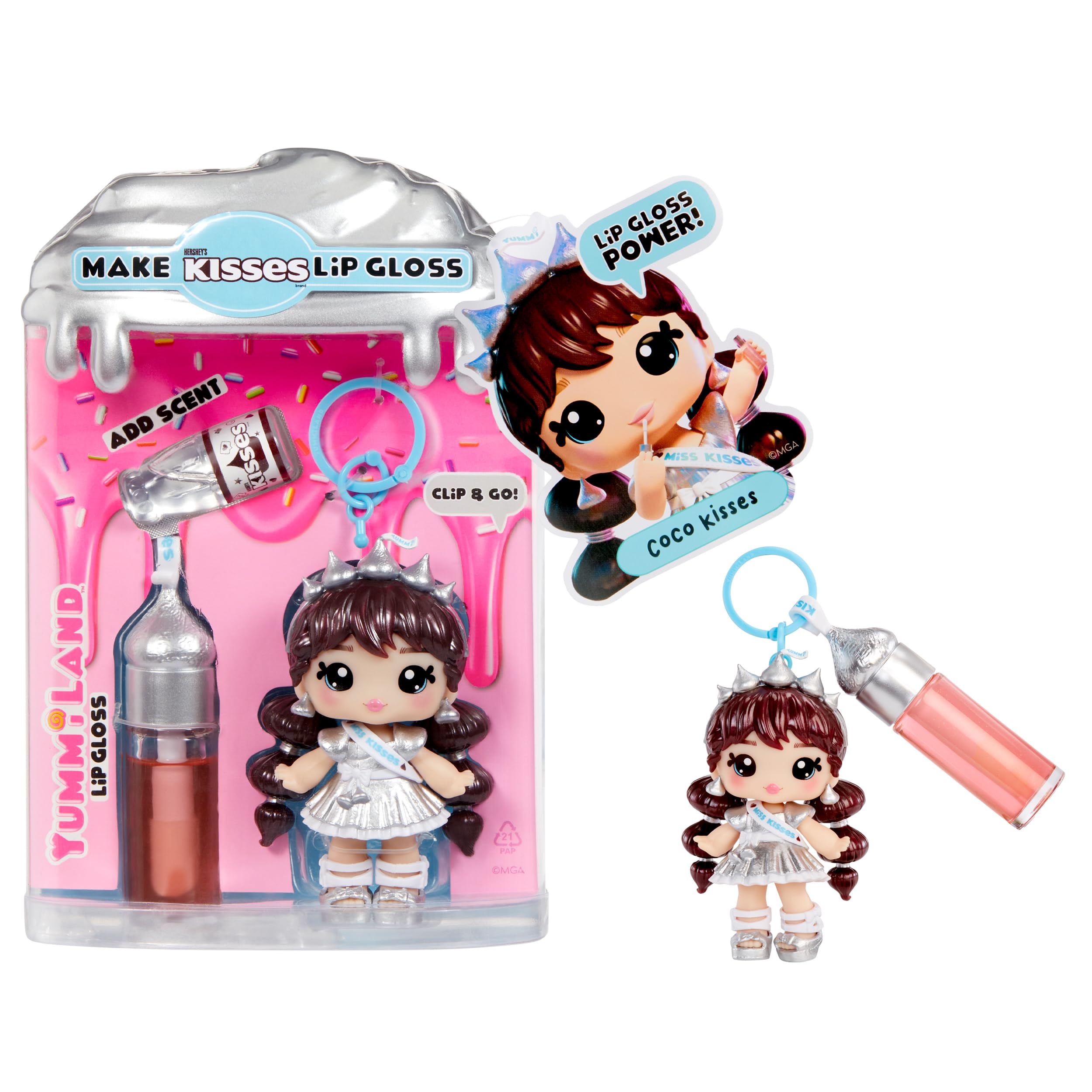 Yummiland x Blow Pop Lip Gloss Doll - Lulu Raspberry DIY Kit with Keychain, Articulated Fashion Doll & Customizable Accessories 7