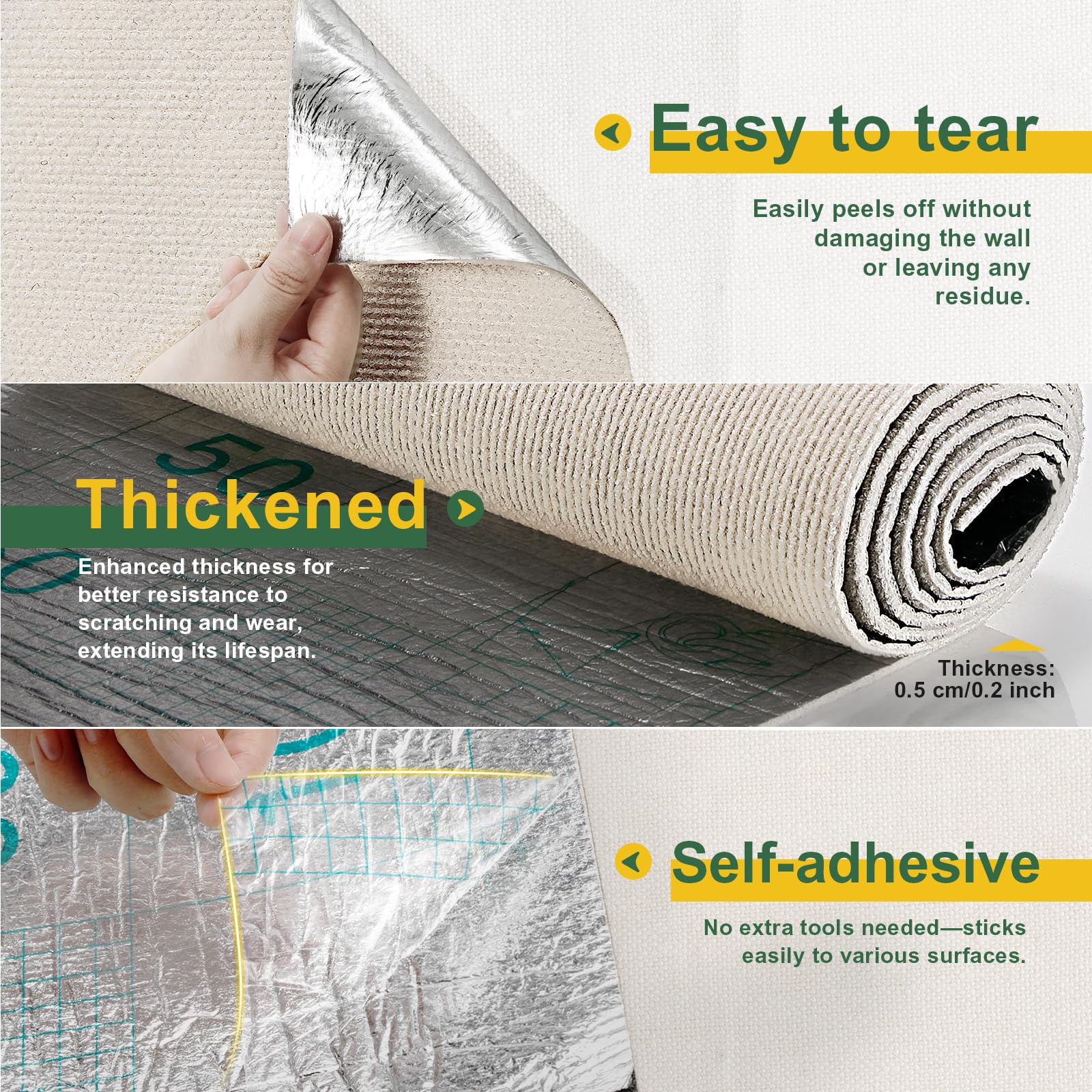 Gimars Self Adhesive Cat Scratching Mat - Thickened, DIY Cuttable, Beige | 200 x 40cm | Pack of 2 6