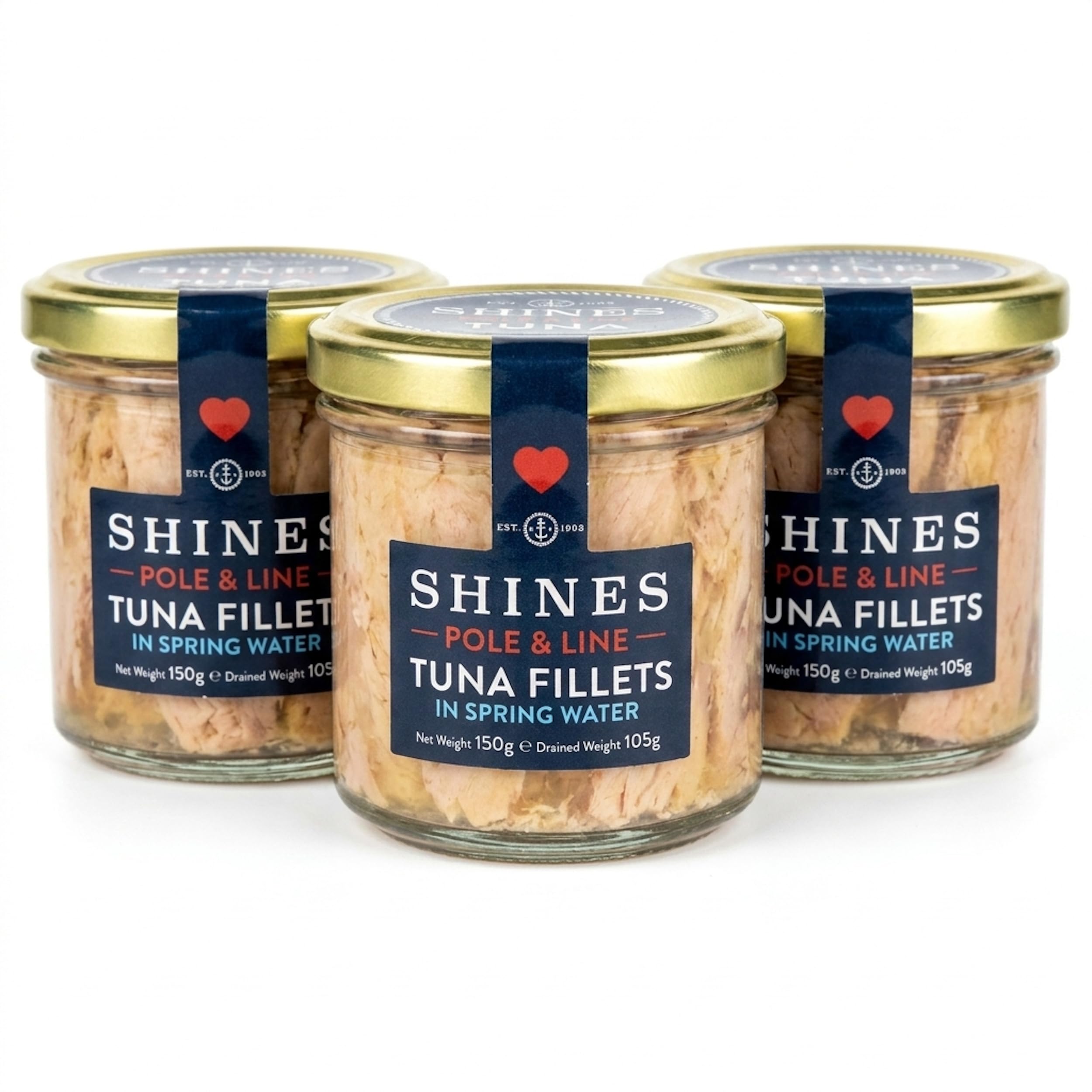 Shines Wild Skipjack Tuna in Spring Water - 3 x 150g Jars | Pole & Line Caught