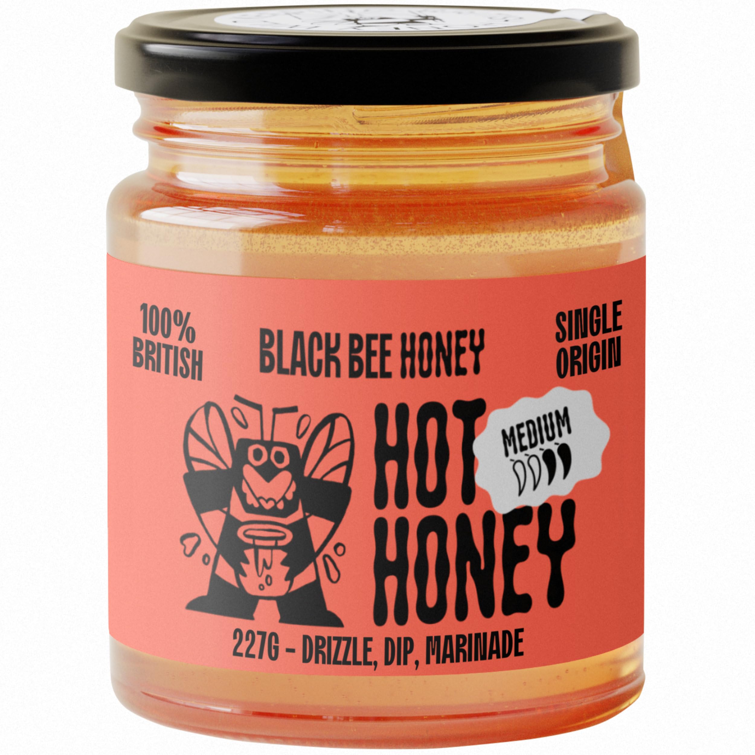 Black Bee Hot Honey with Habanero Chilli - British Wildflower Chilli Honey 1