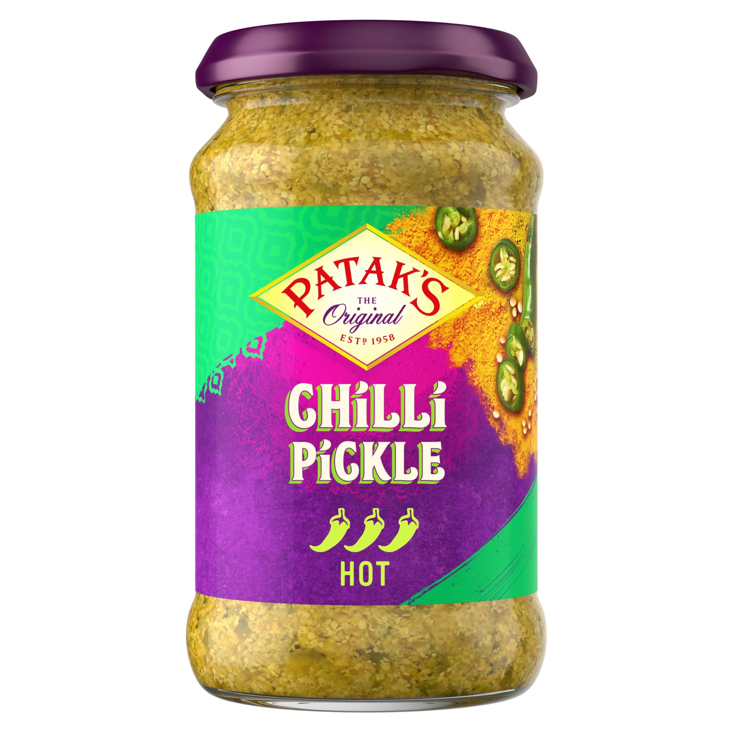 Patak's Chilli Pickle - Authentic Indian Recipe with Green Chilli & Spices | 283g