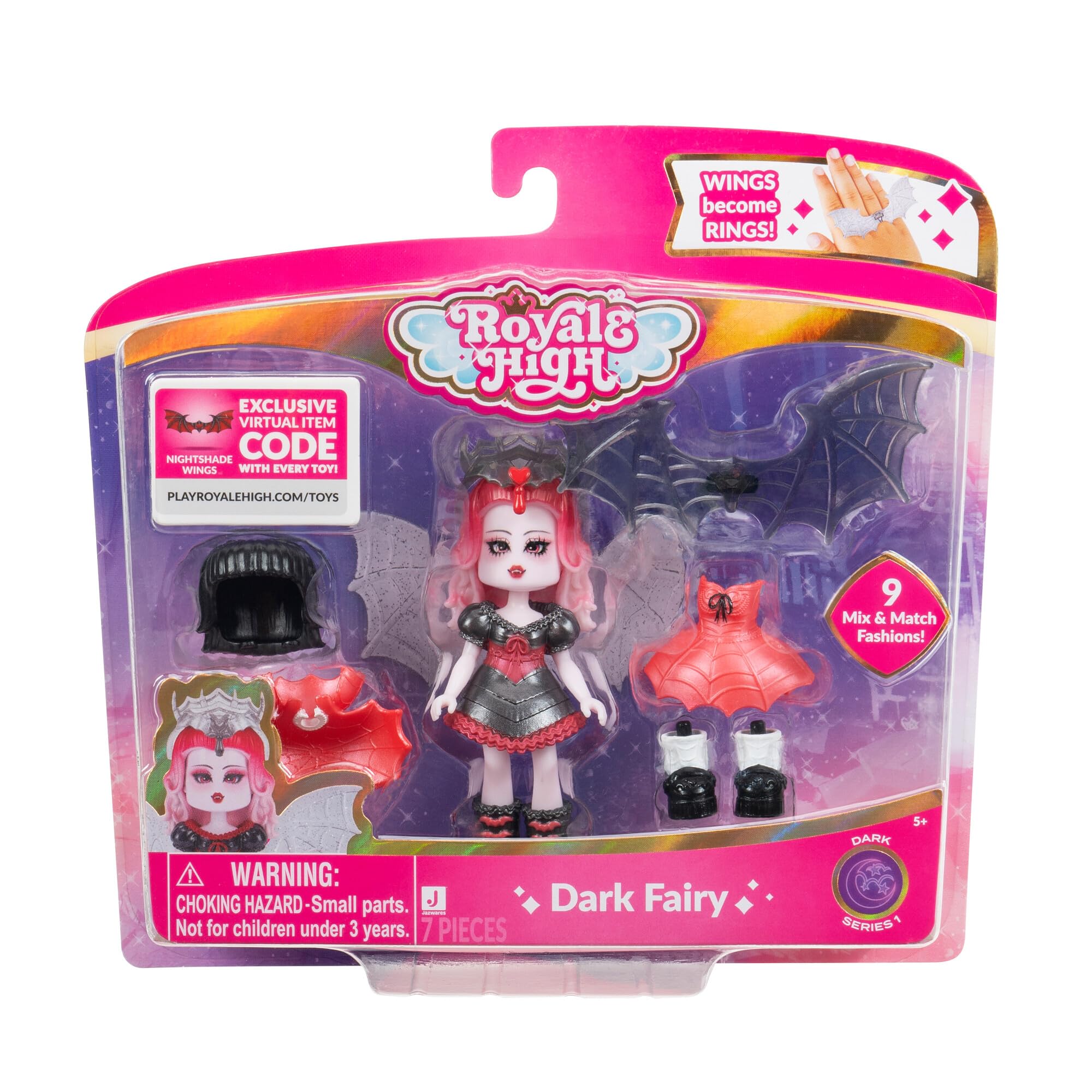 Royale High 3-Inch Dark Fairy Fashion Doll with 9 Accessories & Virtual Game Code 1