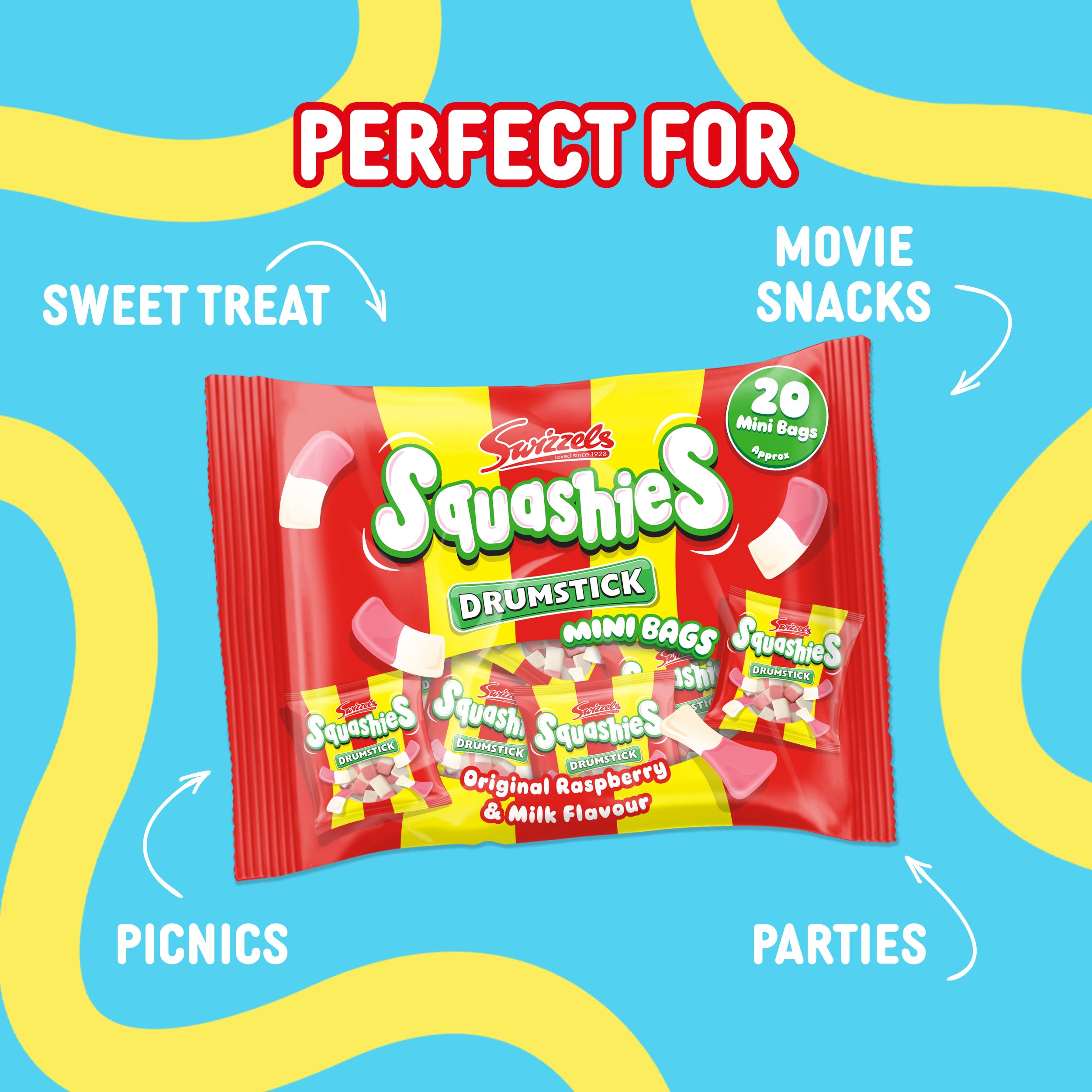 Swizzels Drumstick Squashiest Mini Bags, 280g Multipack 4