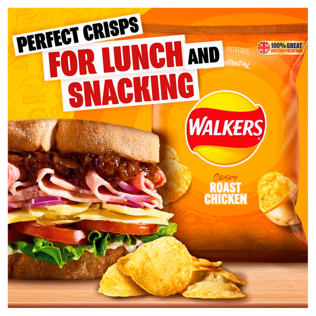 Walkers Roast Chicken Crisps 45g (Case of 32) - 100% British Potatoes, No Artificial Colours