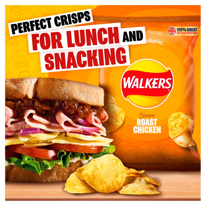 Walkers Roast Chicken Crisps 45g (Case of 32) - 100% British Potatoes, No Artificial Colours