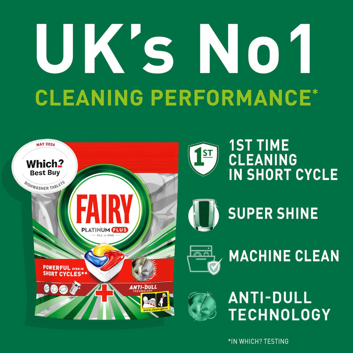 Fairy - Platinum Plus All-In-1 Dishwasher Tablets, 59 Tablets, Lemon