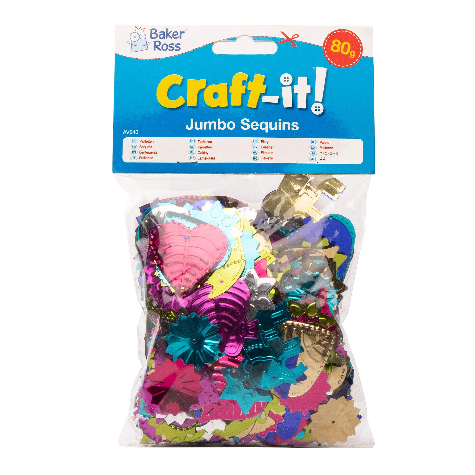 Baker Ross Jumbo Sequins for Crafting - 80g Assorted Colours & Shapes for Jewellery Making 6