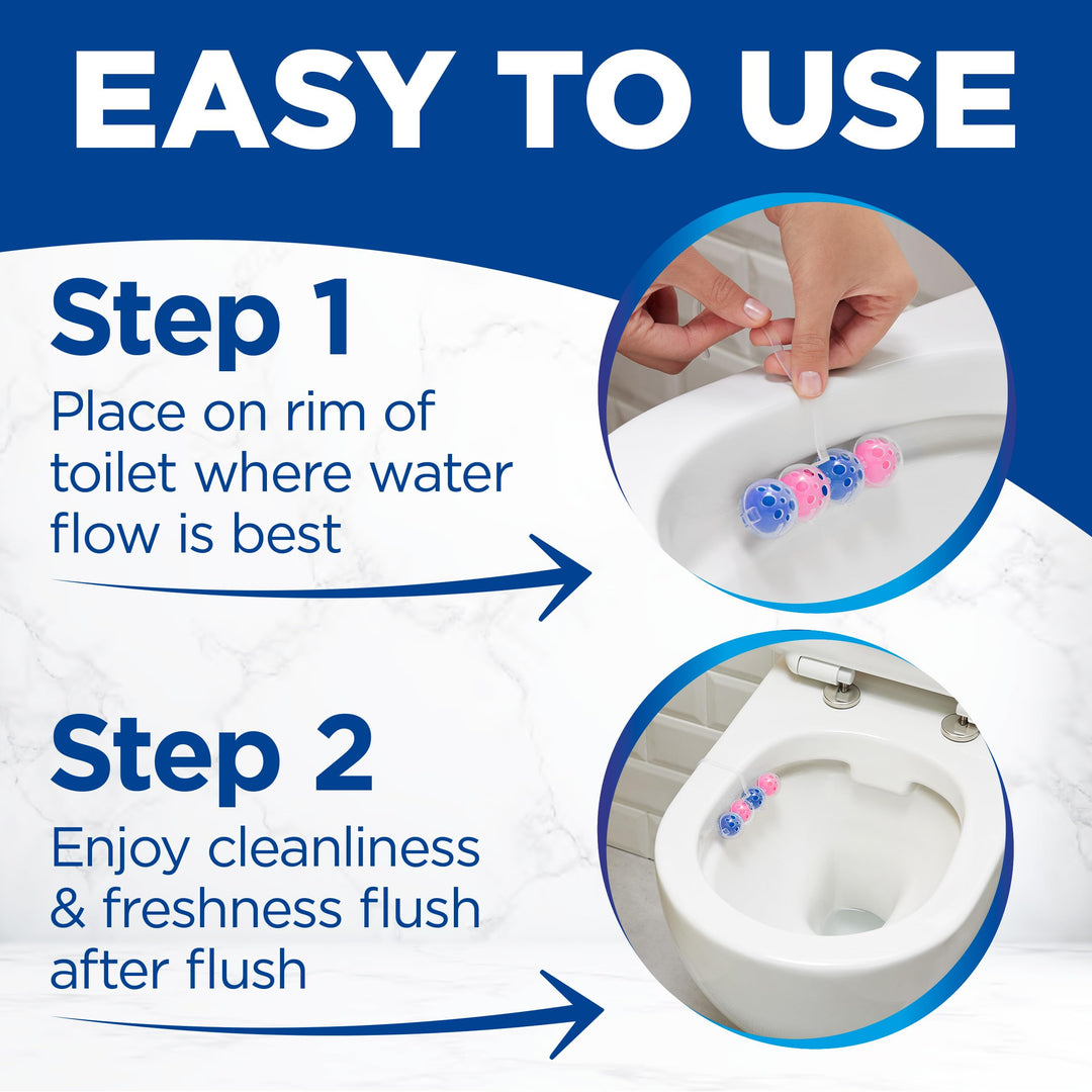 Bloo Power Active Toilet Rim Block - Fresh Flowers Scent with Anti-Limescale, 3 Pack