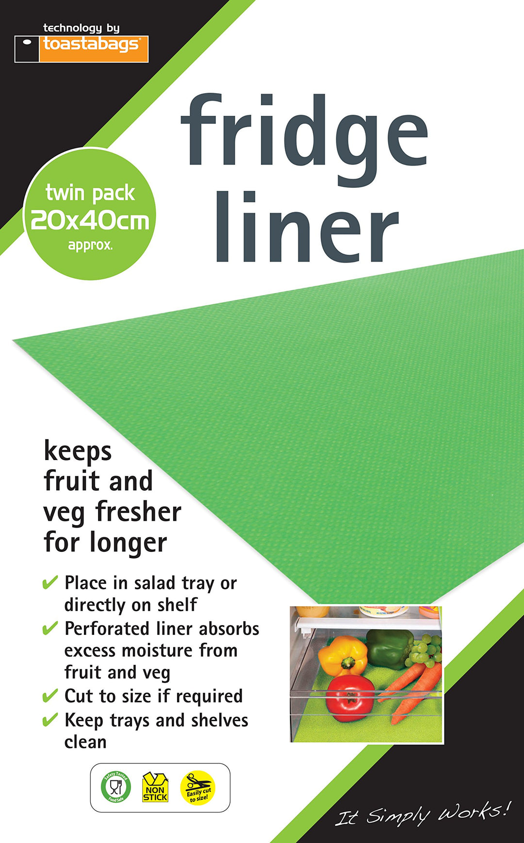 Toastabags Fridge Liner - 2 Pack Reusable Shelf Liners for Kitchen Refrigerator