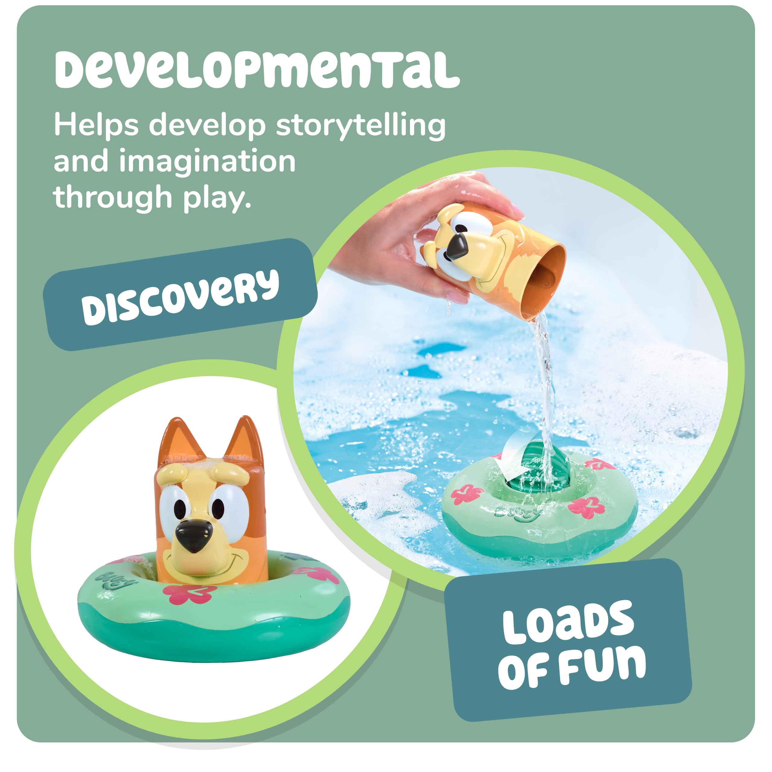 TOMY Toomies Bluey Splash and Float Bingo - Bath Toy Cup with Water Wheel for 18 Months+ 12