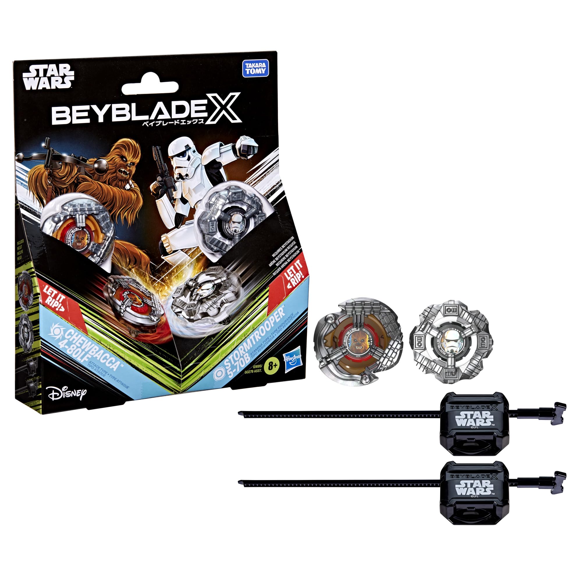 Hasbro Beyblade X Star Wars Collab - Chewbacca 4-80LF vs Stormtrooper 5-70B Battling Tops Set