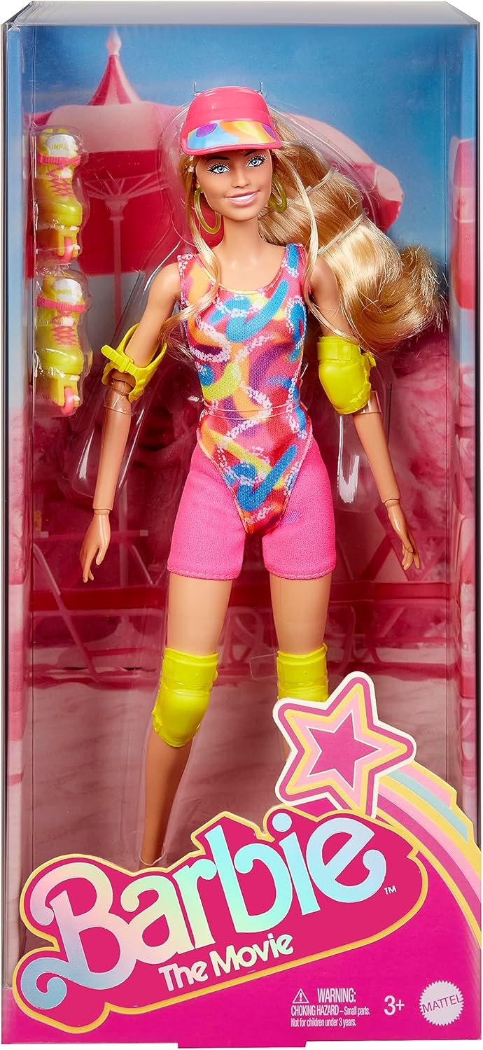 Barbie THE MOVIE Margot Robbie Skate Look Doll - Neon Pink Inline Skating Outfit 5