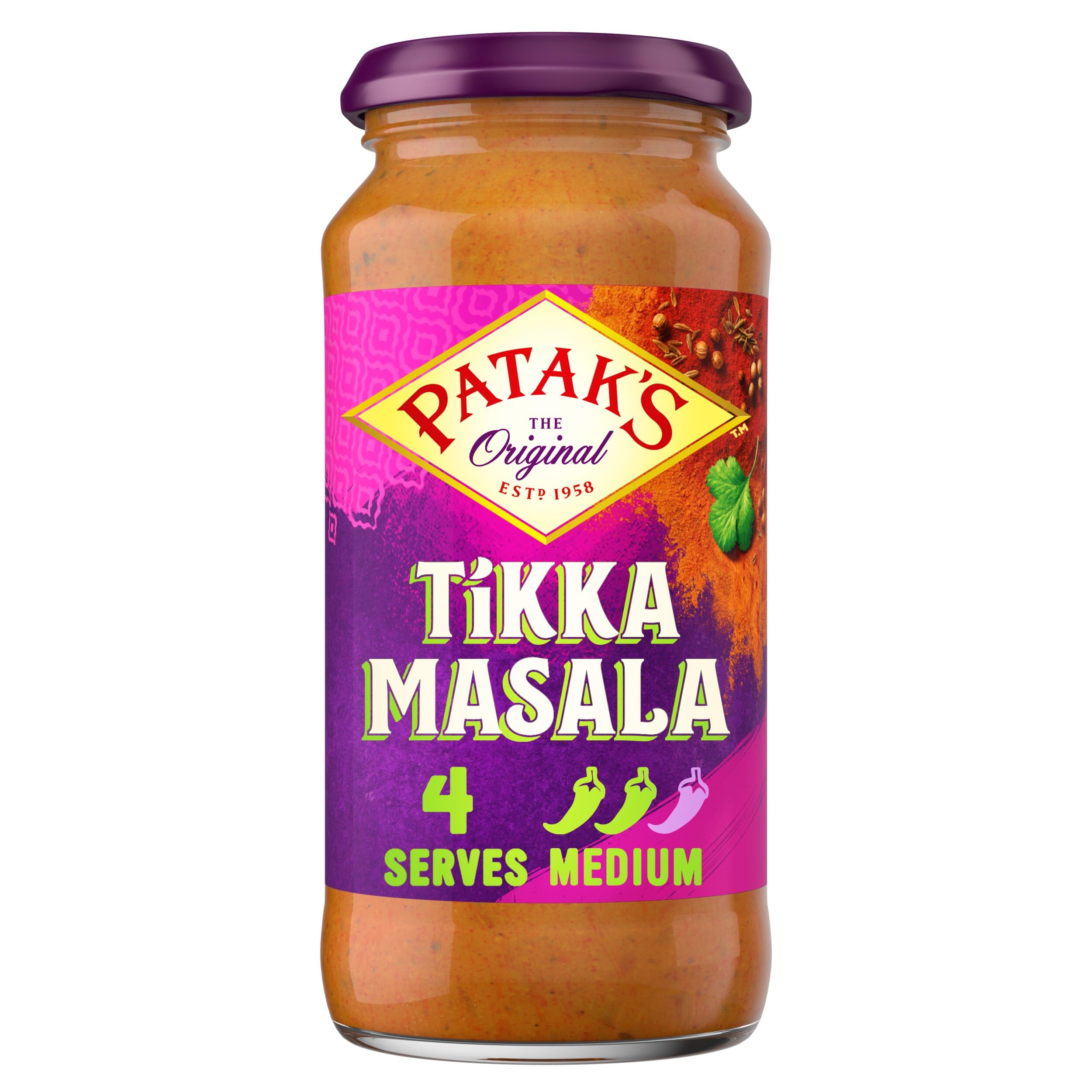 Patak's Tikka Masala Curry Sauce - Medium Spice, Gluten Free | 450g Jar