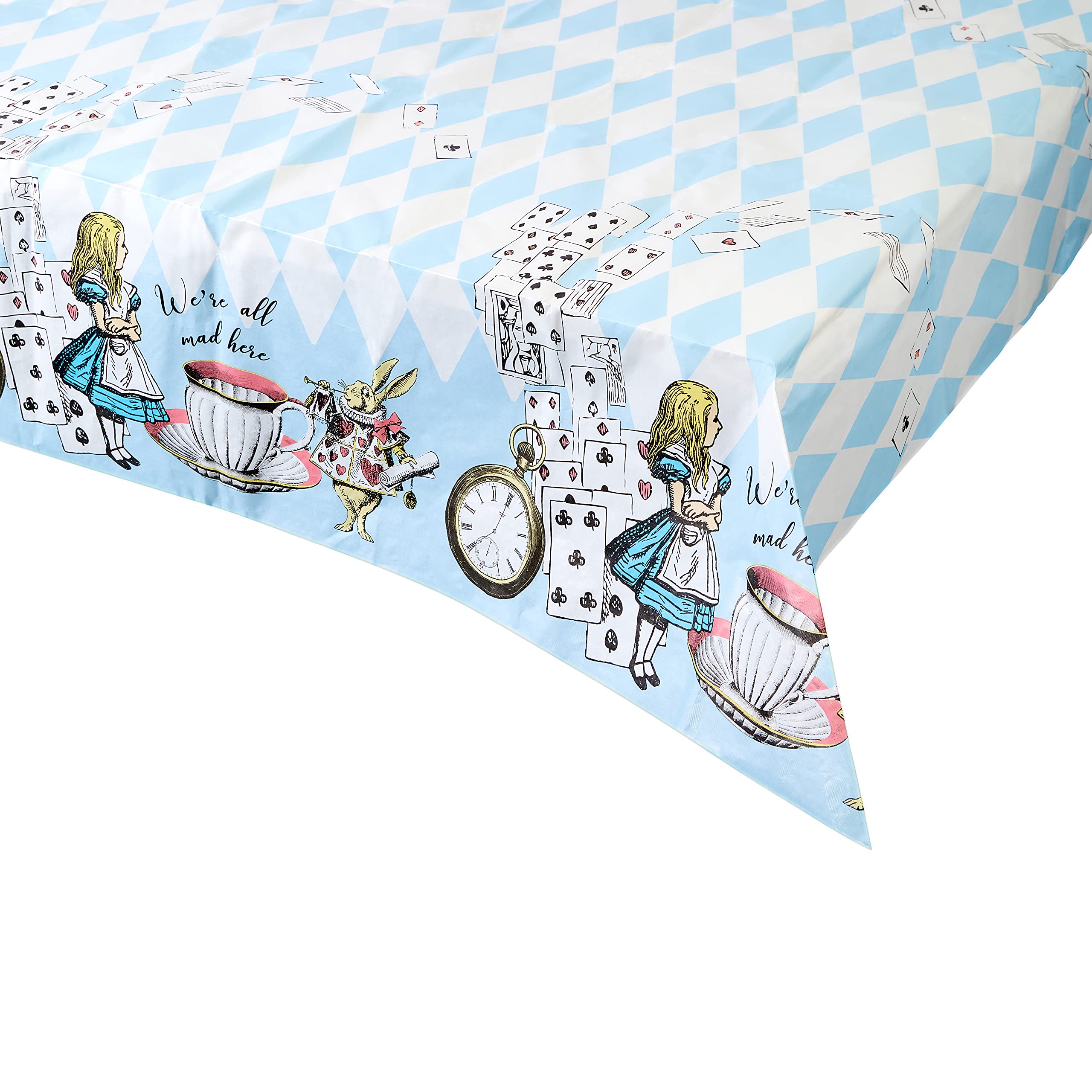 Talking Tables Alice in Wonderland Paper Table Cover - Disposable for Tea Parties | 180 x 120 cm Blue