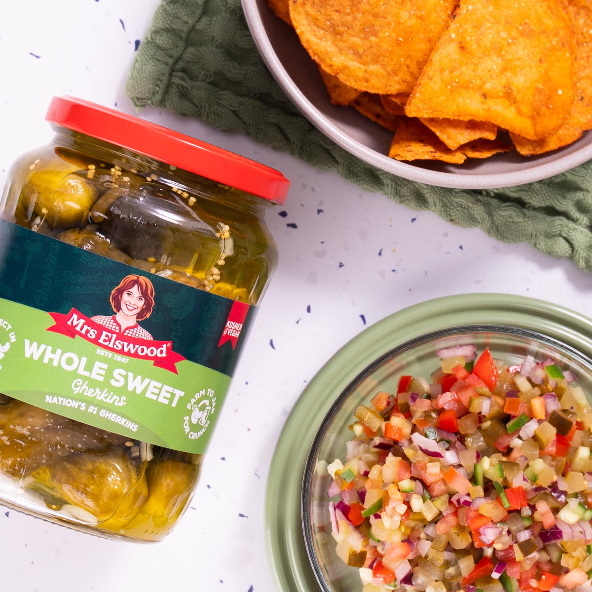 Mrs Elswood Whole Sweet Cucumbers - Pickled Gherkins for Sandwiches & Burgers | 670g Jar 2