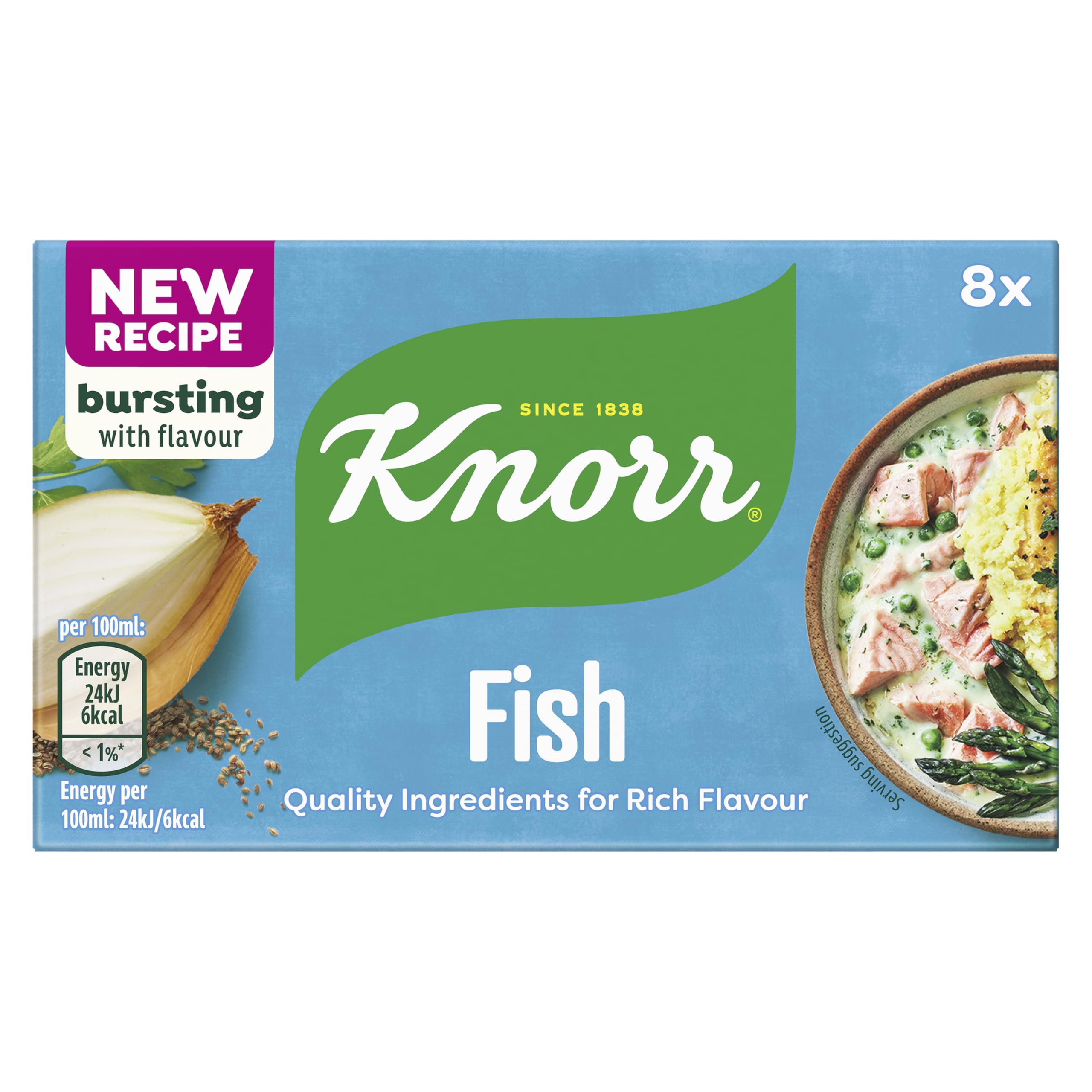 Knorr Fish Stock Cubes - Improved Recipe for Richer Flavour | 8 x 10g Cubes